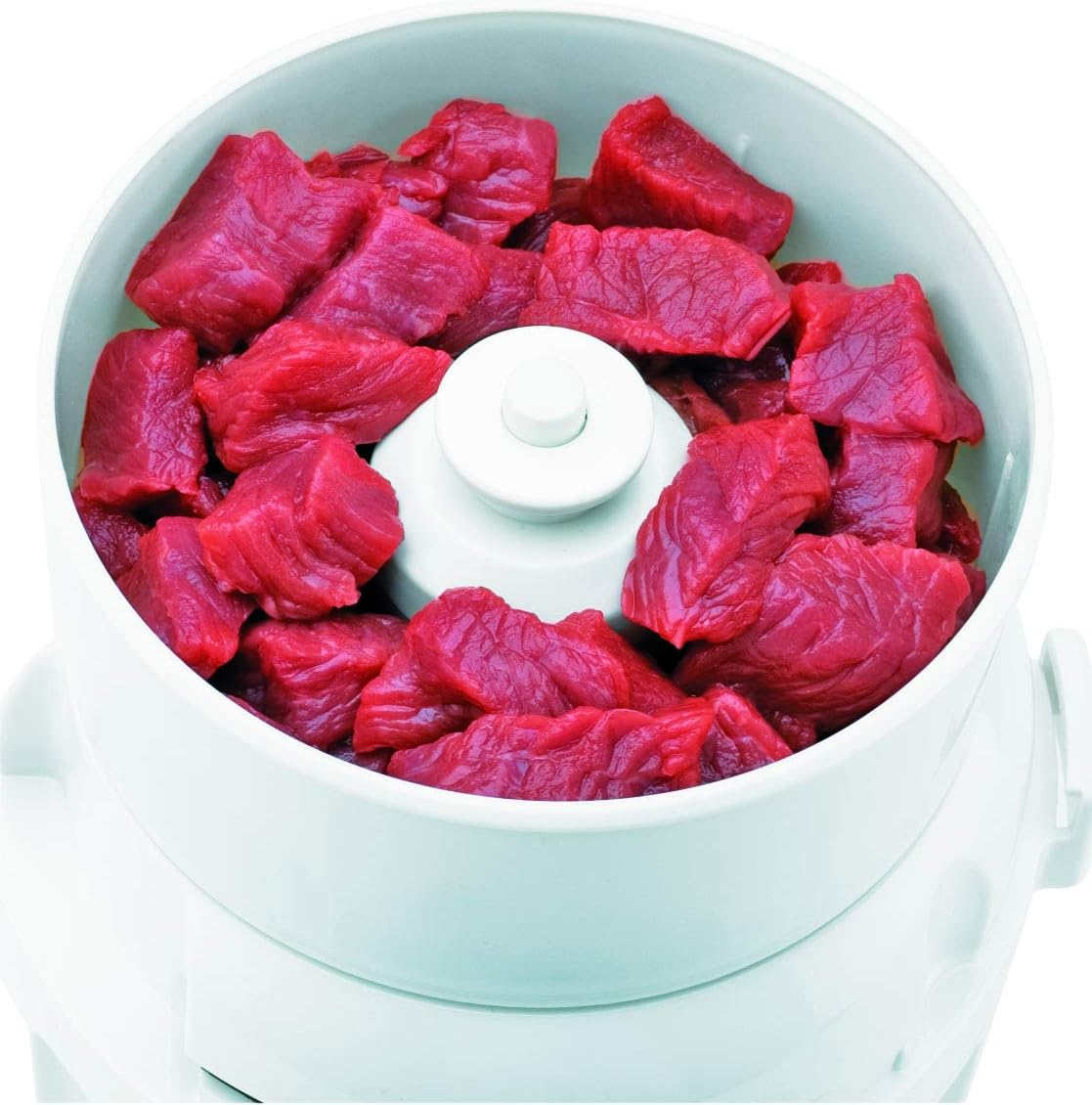 Moulinex AD5601 Moulinette Chopper, 800 W, Chopping, Mixing and Short, System 1-2 - 3 Quick Operation, Stainless Steel Blade, White and Red, Black