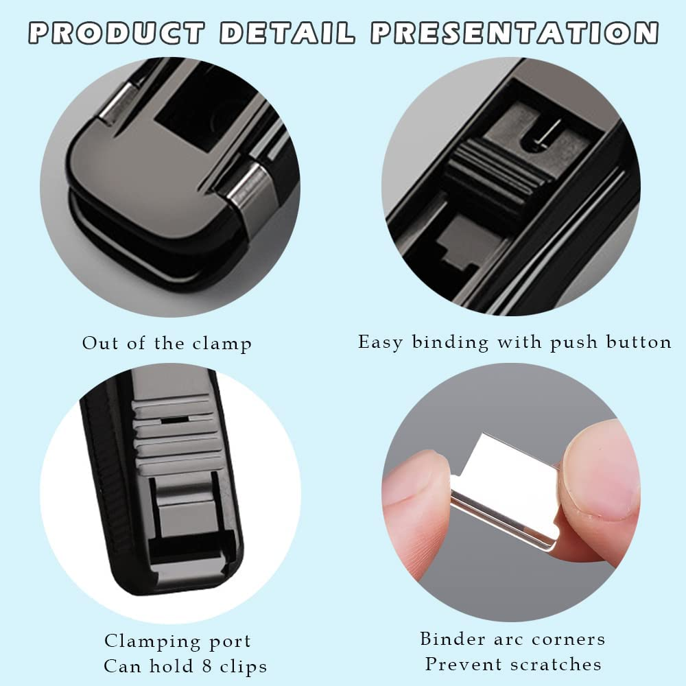 Modixun Clam Clip Dispenser with 208 Reusable Refill Clips, Will Not Damage Your Papers, Binder Clips Paper Clips for School Office, Black image number 4