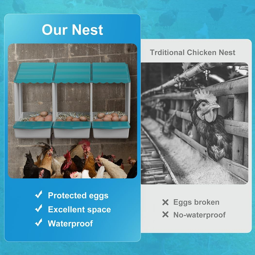 PORIYA 3 Hole Chicken Nesting Box Roll Away Chook Hen Laying Boxes Modular Nest House image number 6