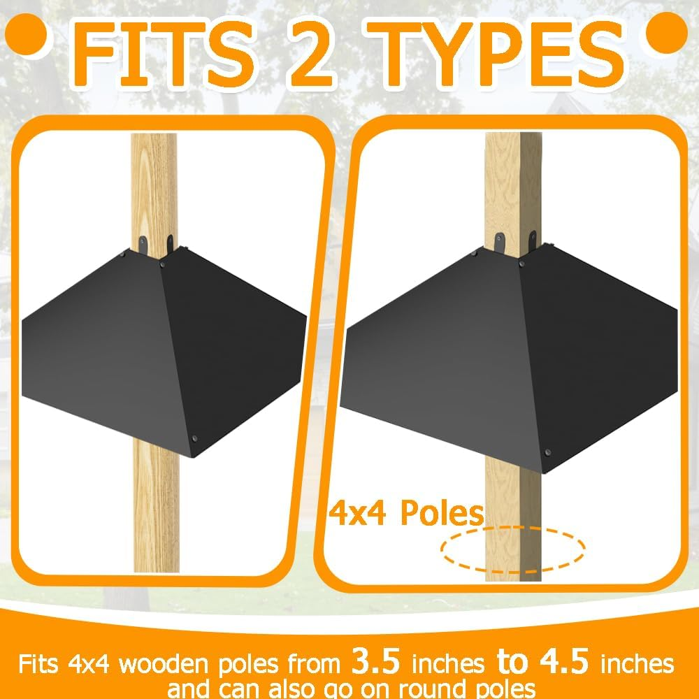 Metal Anti-Squirrel Baffle for 4X4 Post Suspension Mounting, 17-Inch Raccoon Proof Guard for Outdoor Wood Poles, Rodent Proof Suspension Guard Protects Bird Feeders and Pole Holders from Squirrels image number 5