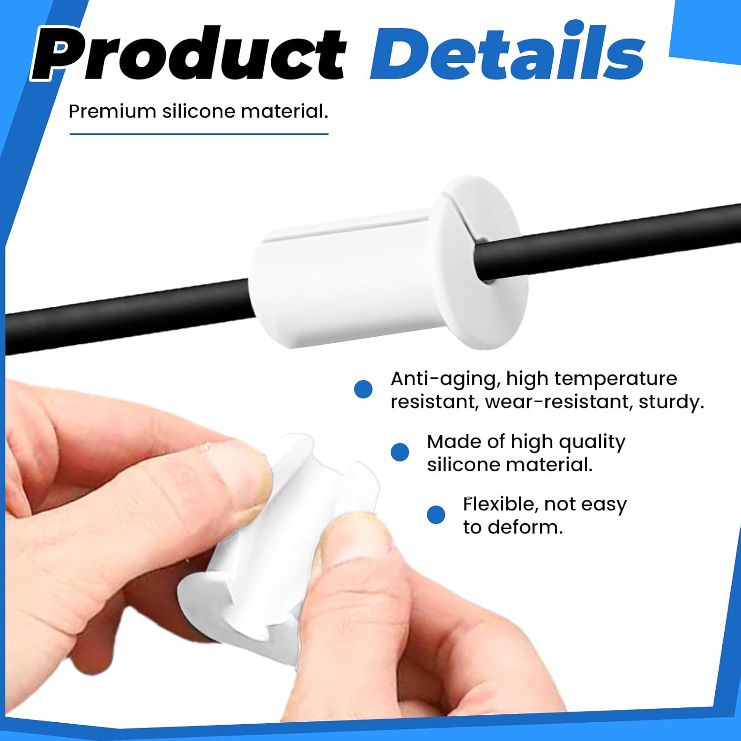 Sekonow 10 Pack Cable Grommet for Starlink for 3/4 Wall Hole, Silicone Wall Cable Pass through Bushing Grommet Line Routing Kit Cord Cover Hider for Starlink Ethernet Wire (White) image number 5