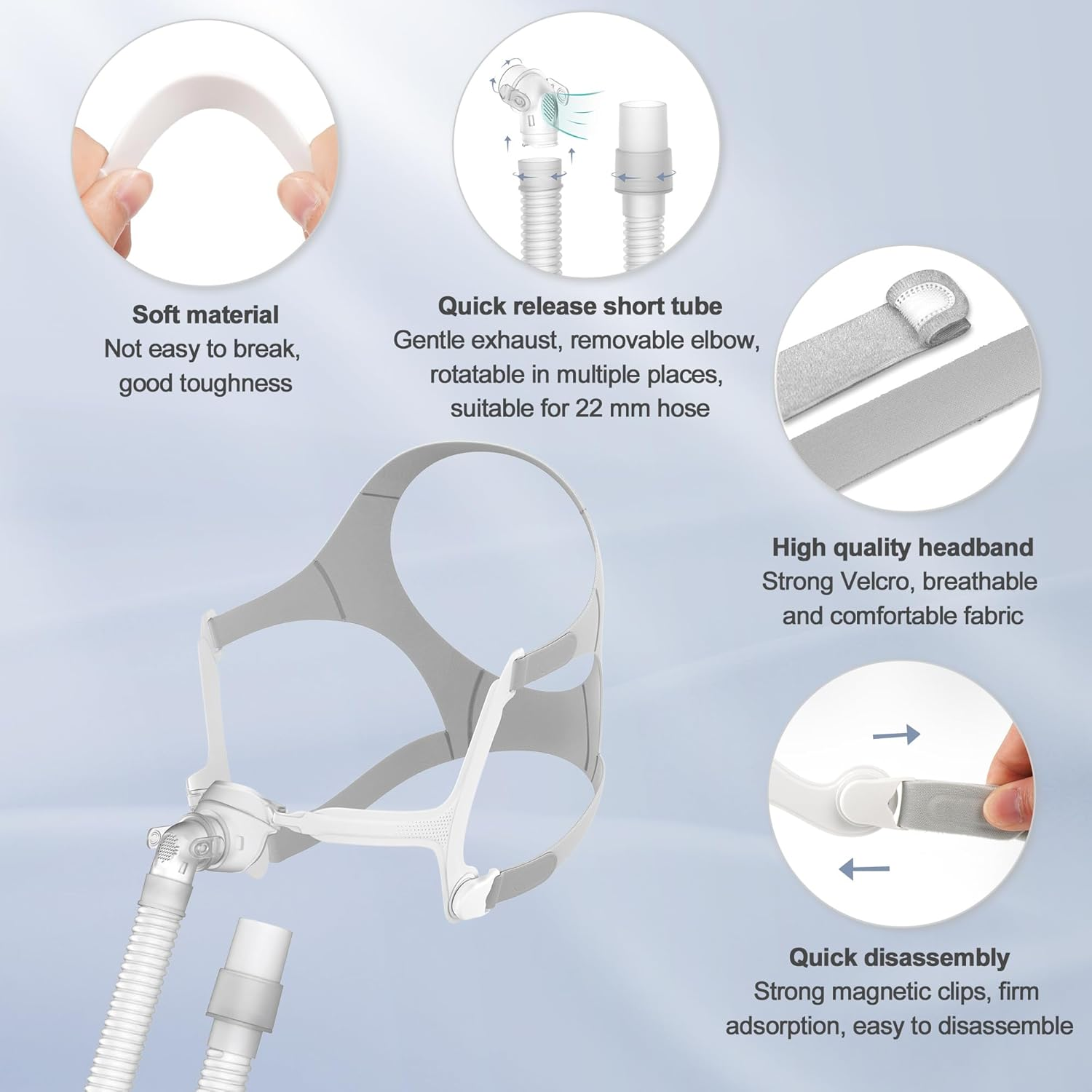 Replacement Set Compatible with Airfit N20, Tube Frame Assembly, Snugly Fit & Reliable Seal Replacement Kit Supplies by Airsmart (No Cushion) image number 4