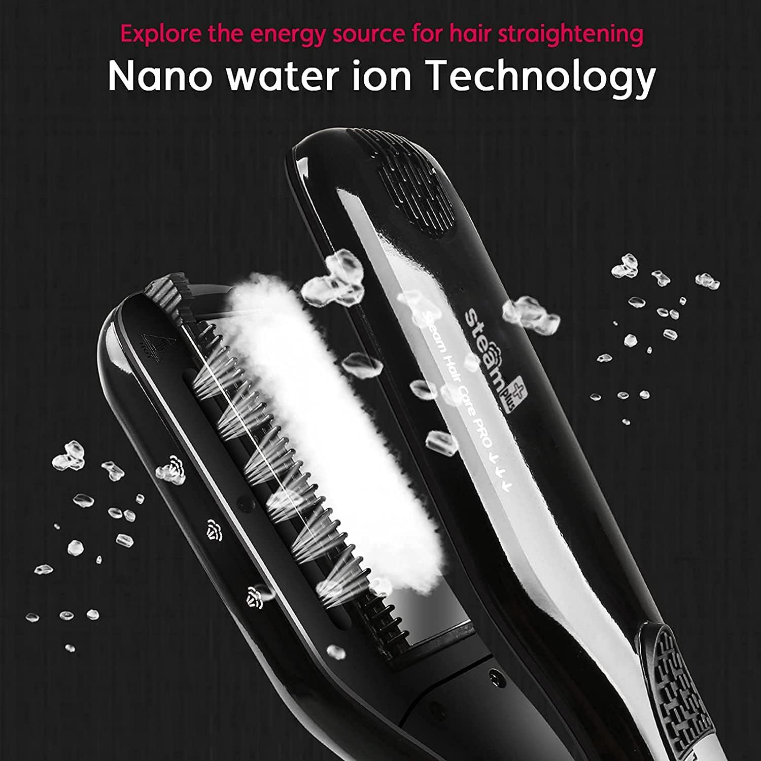 Hair Straightener with Steam,Salon Professional Nano Titanium Ceramic Steam Flat Iron with Removable Comb+Digital LCD+5 Level Adjustable Temperature+Auto Temperature Lock (Black) image number 4