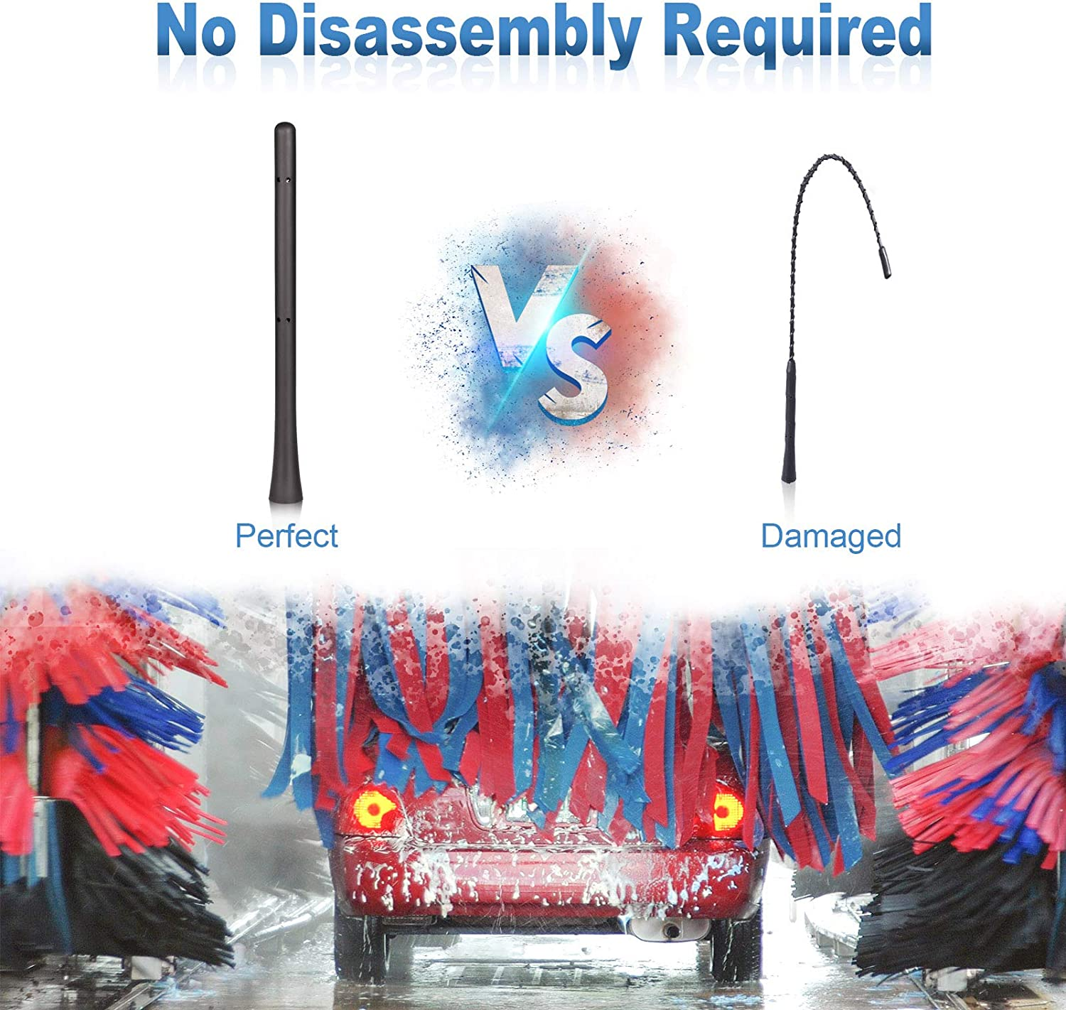 Eightwood Universal Car Radio Rubber Antenna Mast 18Cm FM AM Roof Mount Vehicle Antennae Replacement with M4 M5 M6 Screw Adapter image number 6