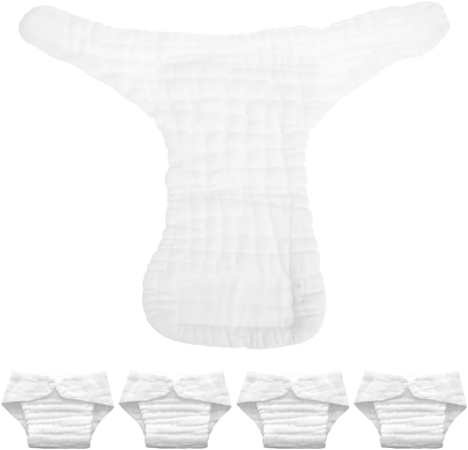 5Pcs Washable Cloth Diapers Inserts - Newborns Reusable Cotton Nappies Soft and Breathable for White Nappy Liners 9-15 Months image number 6
