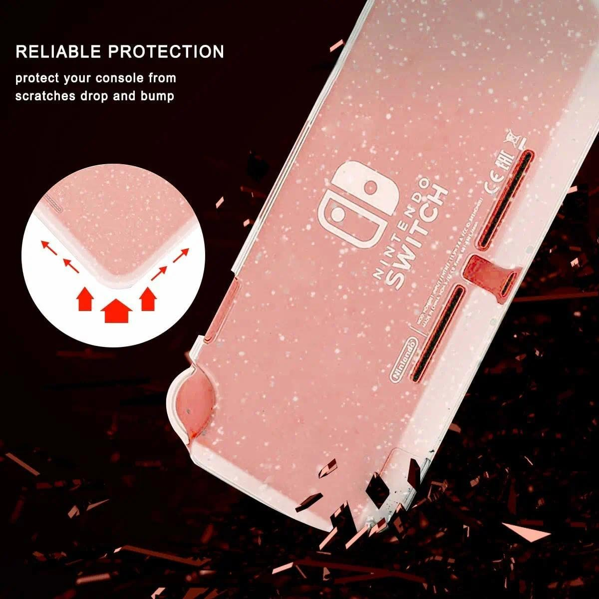Unron Glitter TPU Protective Case for Nintendo Switch Lite, Shockproof and Anti-Scratch Cover with Liquid Crystal Design image number 1