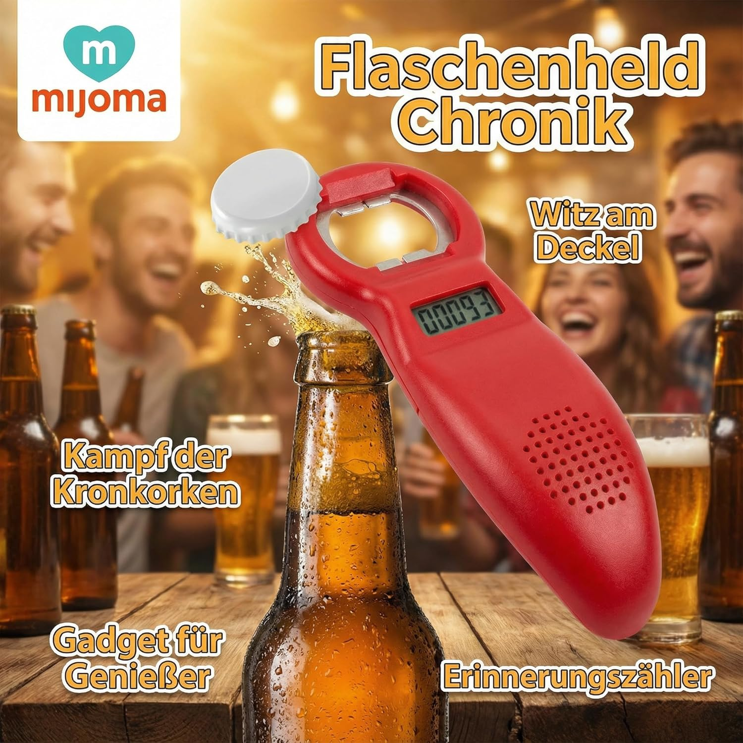 MIJOMA Beer Counter Bottle Opener | Digital Beer Counter | Party Gadget | Perfect Gift | Fun & Humour Guaranteed | 14 Cm image number 1