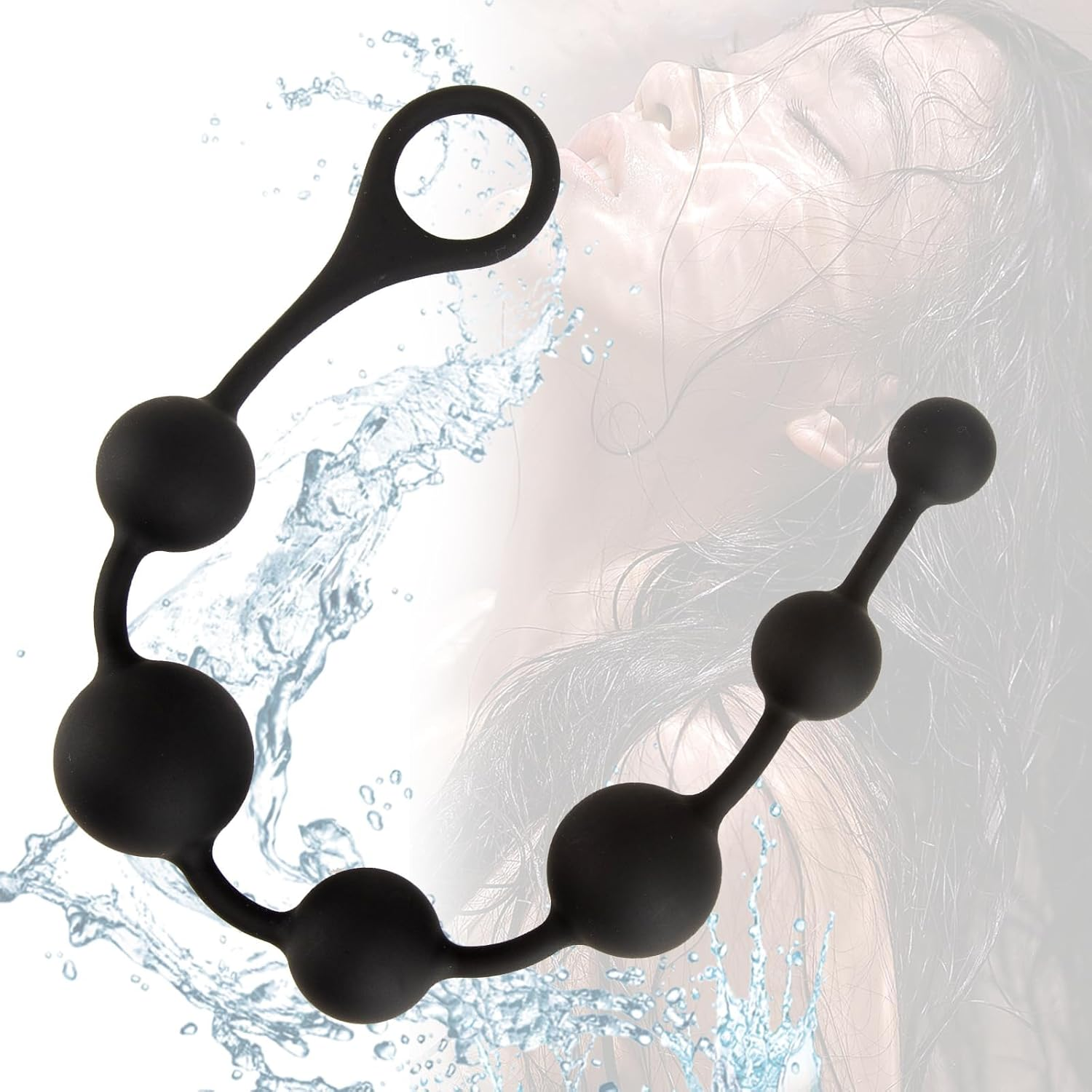 1 Pcs Anal Beads BDSM Gradual Size Increase Spherical Anal Plug Sex Toy,Safe Pull Ring a Pull Rod Cleanable Anal Toy,For Both Men and Women - Black image number 3