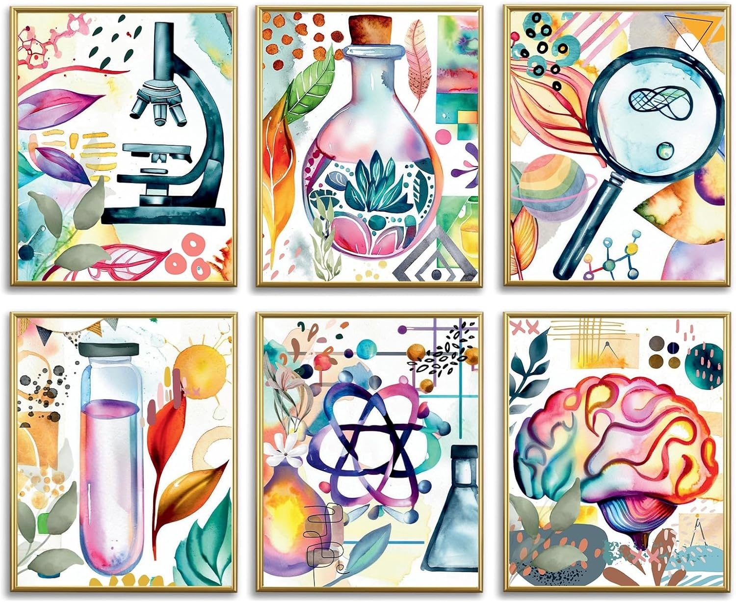 Science Wall Prints Boho Watercolor Posters for Classroom Must Have Decor,Set of Biology Chemistry Science Wall Art Posters for Pre School Elementary Middle School Daycare Bulletin Board Decor image number 3