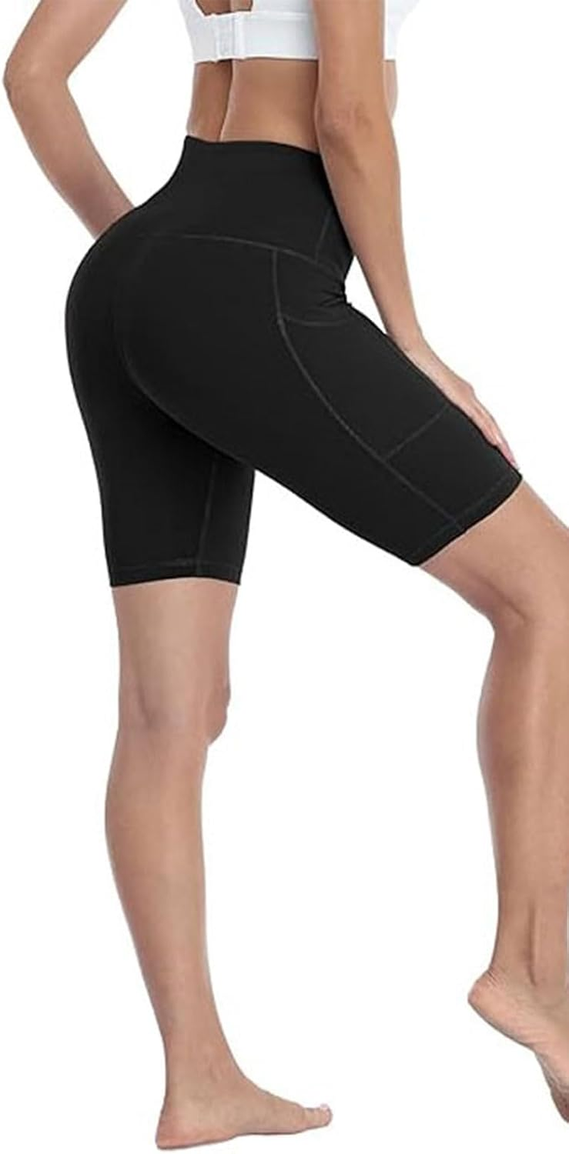 Luzcauwy High Waist Yoga Shorts for Women with Tummy Control and Deep Pockets, Black Workout Athletic Shorts, Running Shorts Women, Ideal for Sports & Fitness Activities image number 2