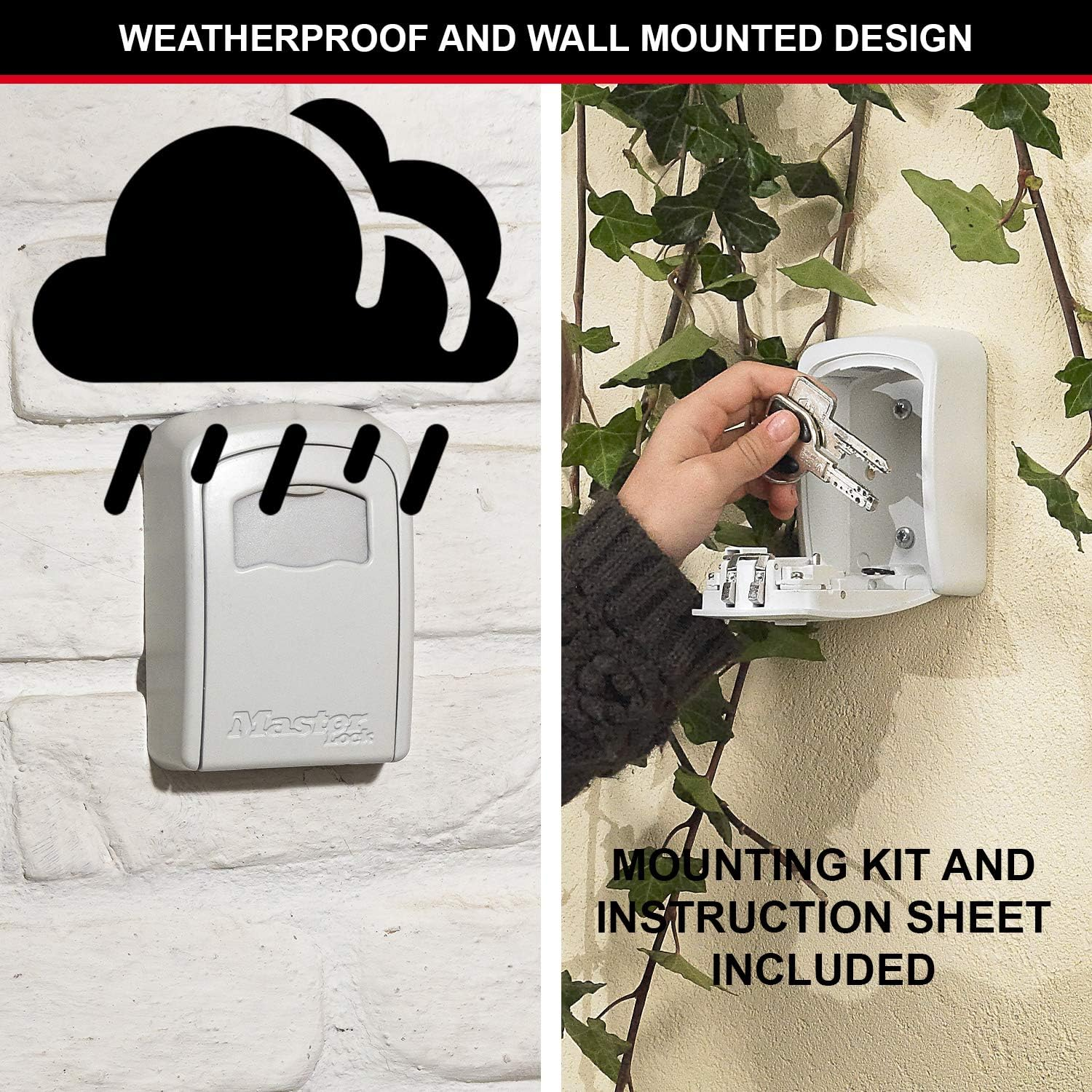 Master Lock Key Safe Wall Mounted, Medium 85 X 119 X 36 Mm, Cream, Outdoor, Mounting Kit, for Home Office Industries Vehicles image number 3