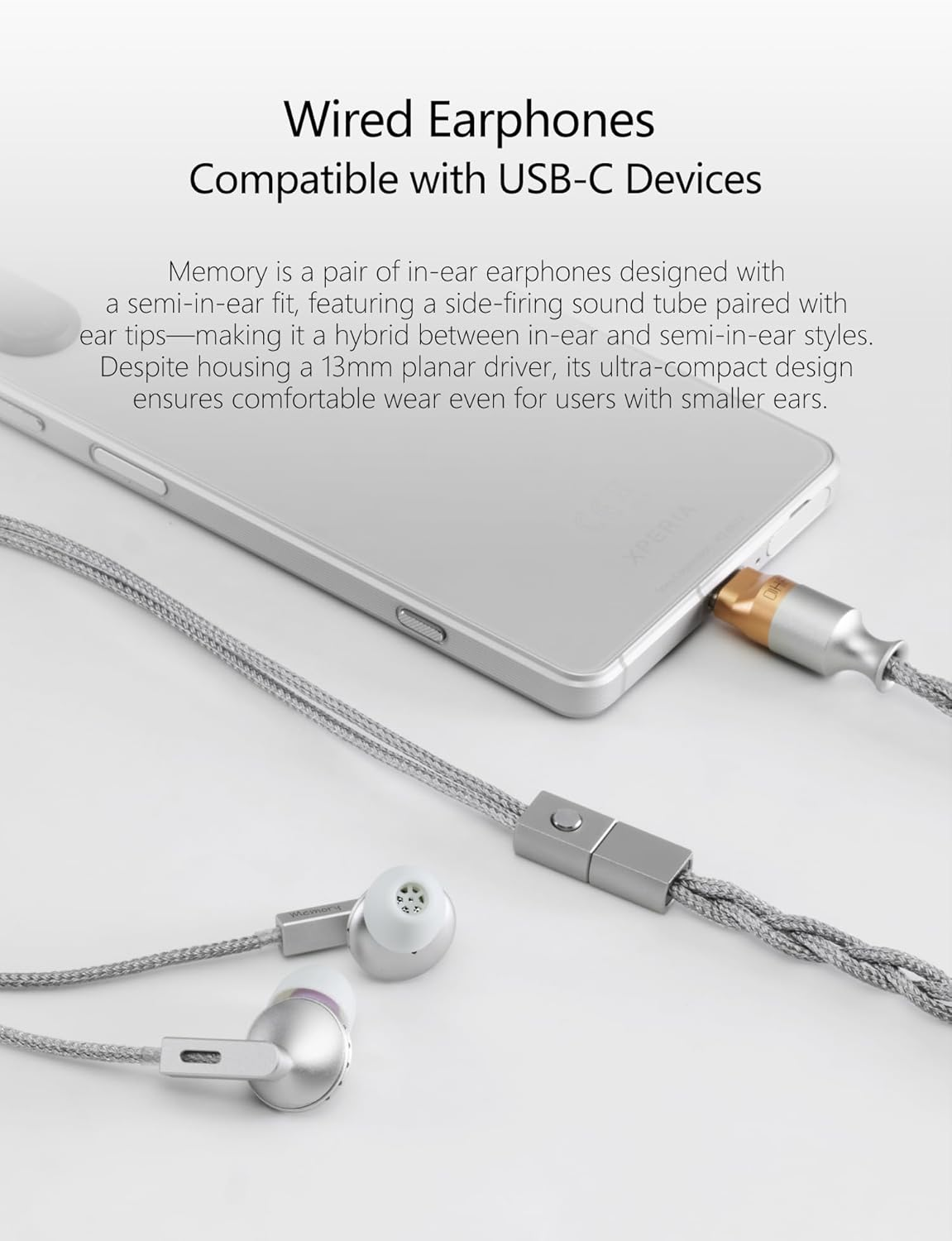DD Ddhifi E13P (Memory) 13Mm Super Linear Planar Driver Hifi In-Ear Earphones Suitable for USB-C Mobile Phones and Other Devices, Supports Microphone Calls / Music Wire Control image number 5