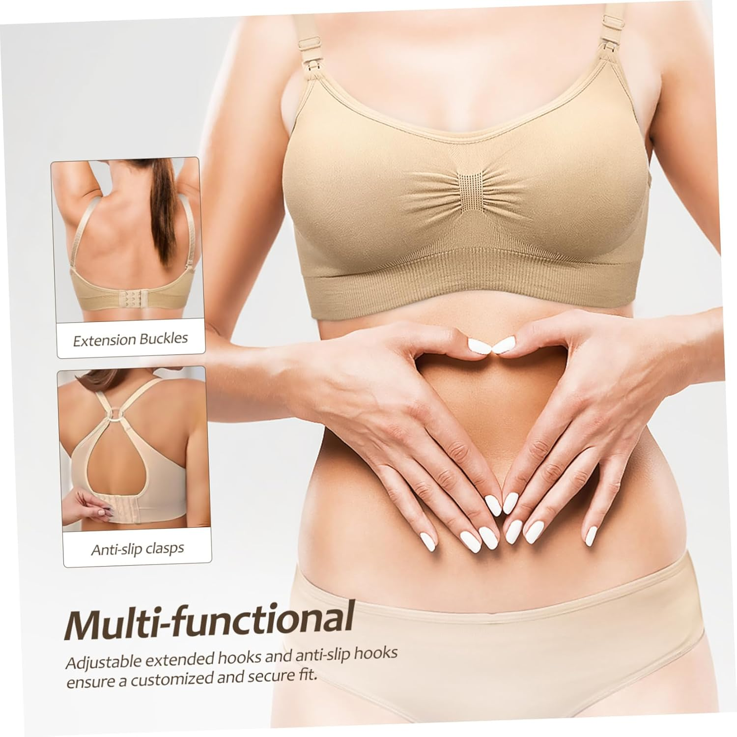 Homoyoyo 3Pcs Nursing Maternity Bras Breastfeeding Bras Soft Material Stretchy Nursing Bralette for Pregnancy Pumping Comfortable Fit Sleep image number 3