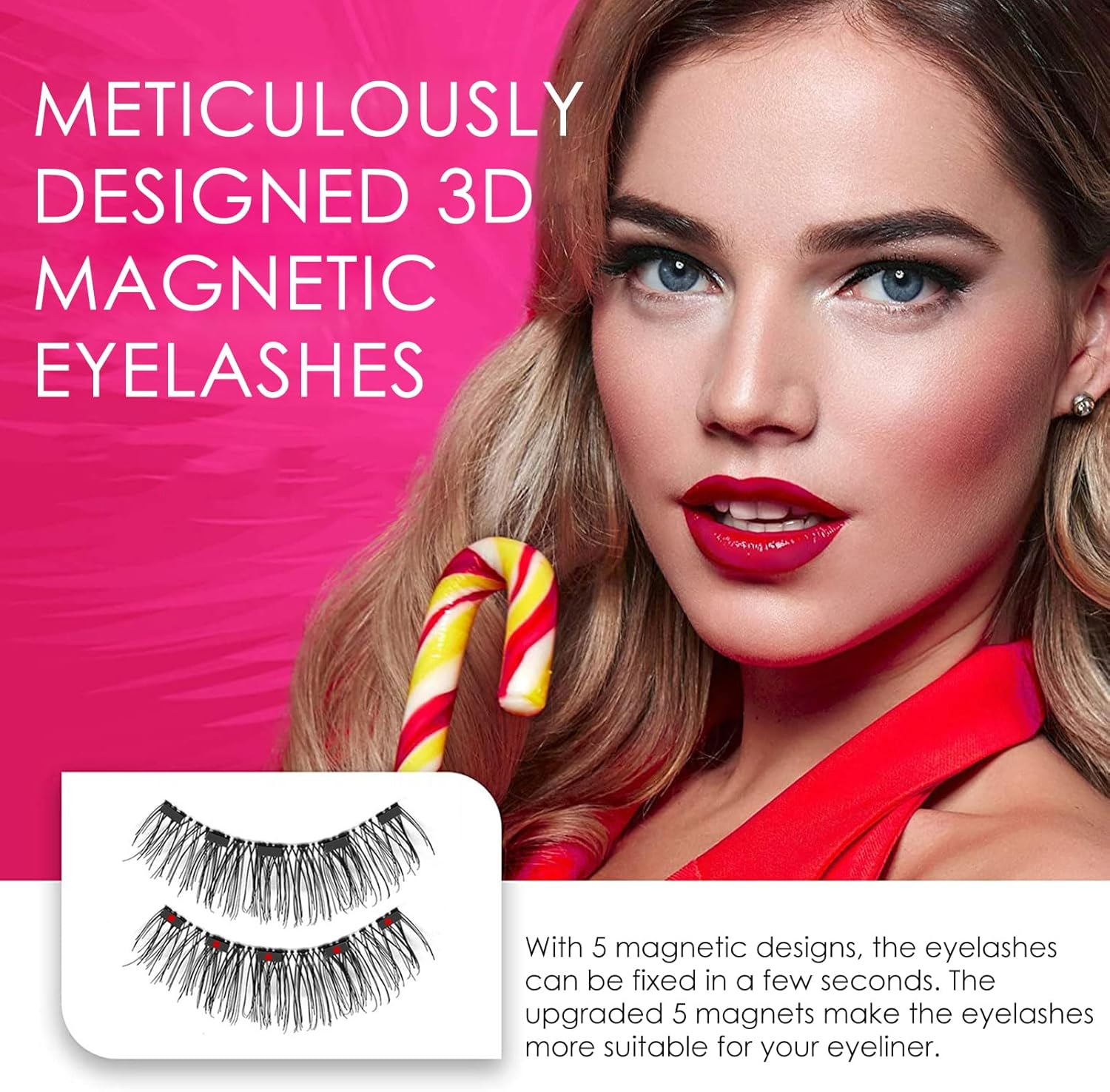 Magnetic Eyelashes | 1 Pair False Eyelash and Applicator for Natural Look | Light Magnetic Eyelashes with Applicator Kit, Reusable Long Lasting Magnetic Eyelashes Zalhin image number 3