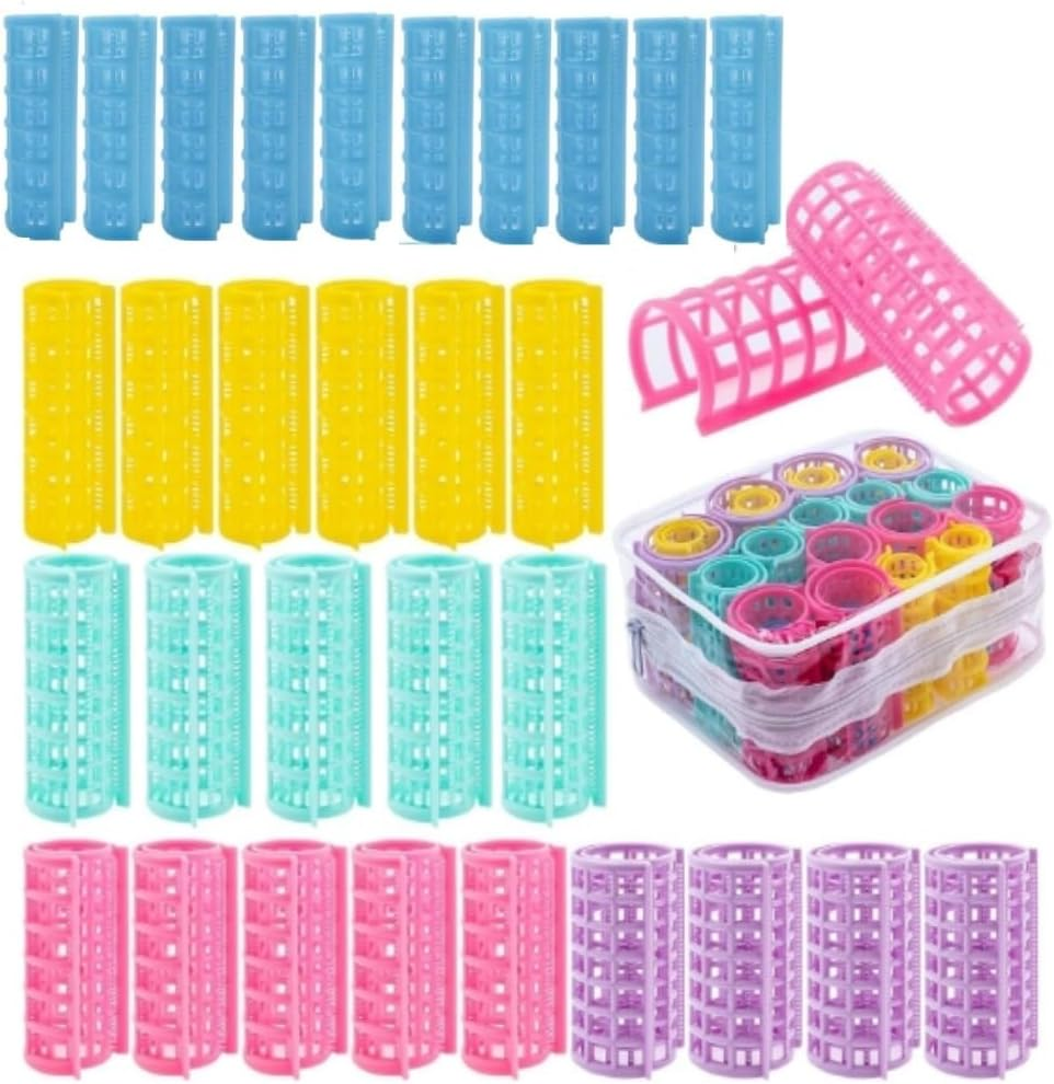 Fabselection Hair Roller Plastic Hair Roller No Heat Curlers Clips,Plastic Hair Rollers Curlers,Plastic Hair Rollers Curlers Snap on Rollers Self Grip Rollers,Hair Rollers Curlers image number 5