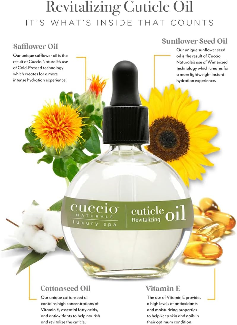 Cuccio Naturale Cuticle Revitalizing Oil - Hydrating Oil for Repaired Cuticles Overnight - for Damaged Skin and Thin Nails - Paraben and Cruelty-Free Formula - White Limetta and Aloe Vera - 75 ML image number 2
