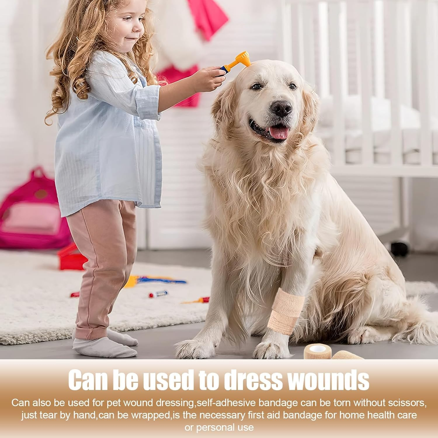 PERCEA Self Adhesive Bandage Wrap, 12 Rolls 2" X 5Yard Elastic Breathable Cohesive Bandage, Non Woven Breathable for Sports Injury, Wrist, Ankle Sprains, Swelling, Vet Wrap image number 4