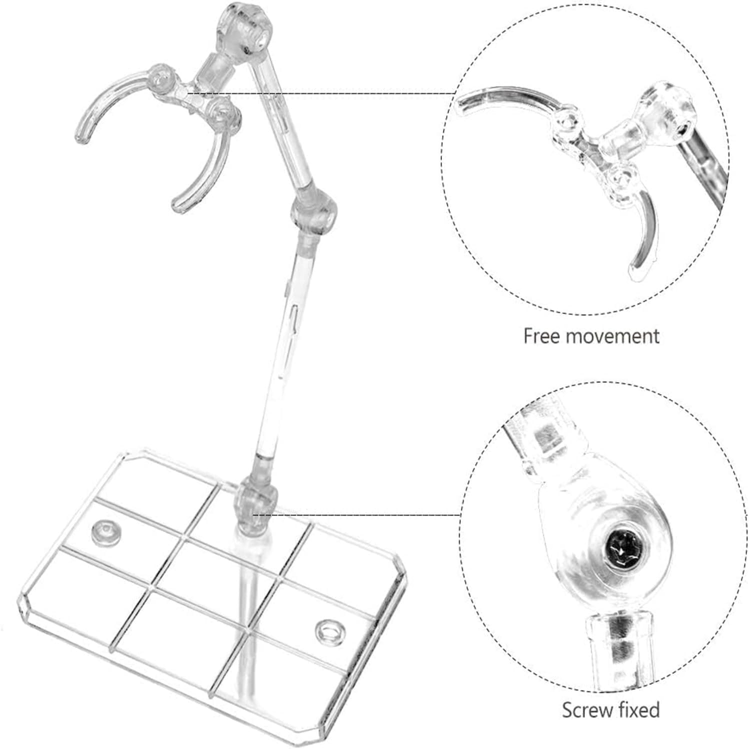 8-Piece HG144 Movable Action Figure Stand, Display Stand Base, Compatible with 6-Inch HG RG SD SHF Gundam 1/44 Toy, Transparent Plastic image number 6