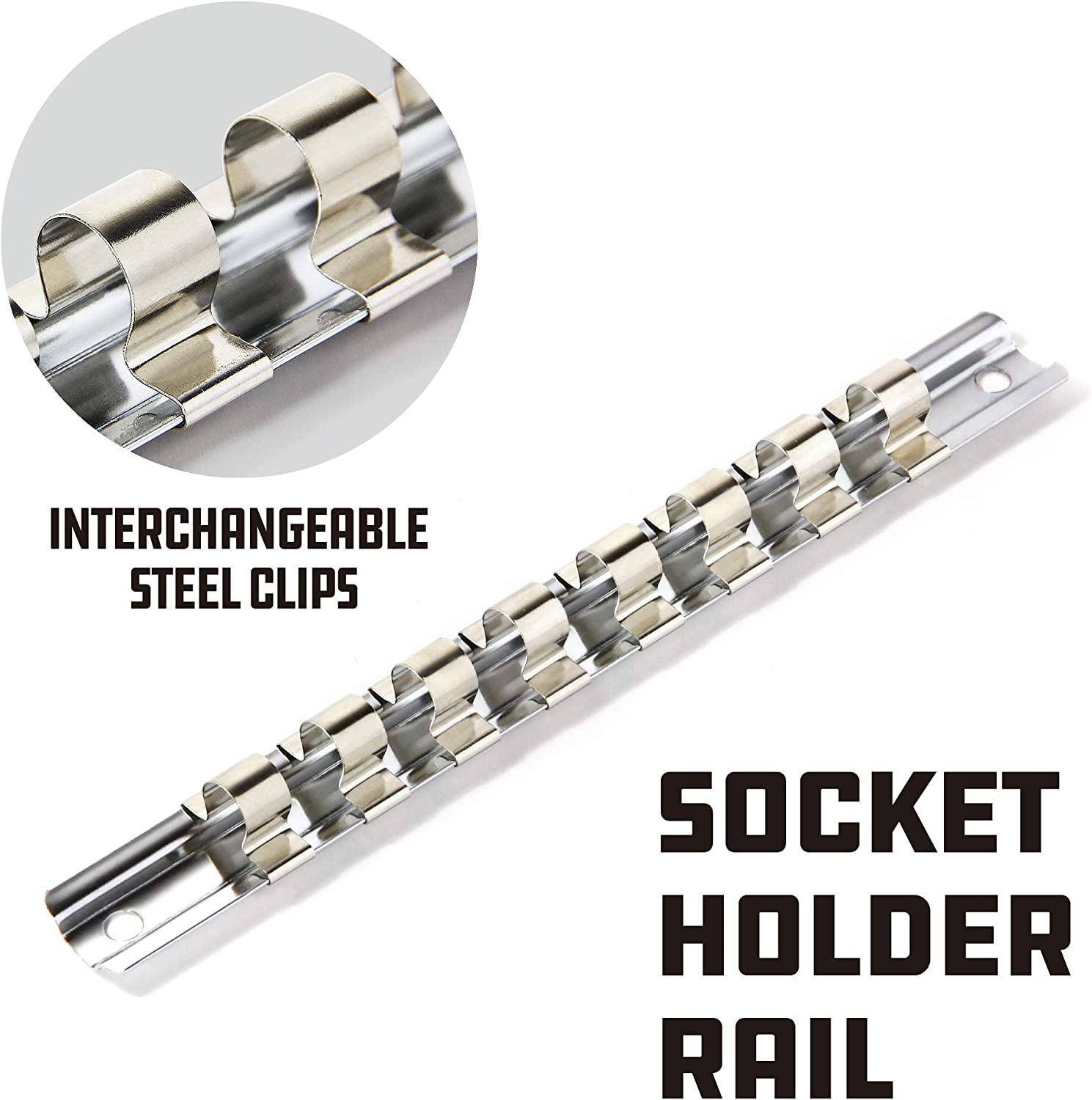 Powerbuilt Hex Bit Socket Set, 8 Piece, 3/8 Inch Drive Metric, Sizes 3-10Mm, Ball End Sockets, Storage Rail - 642405, Silver