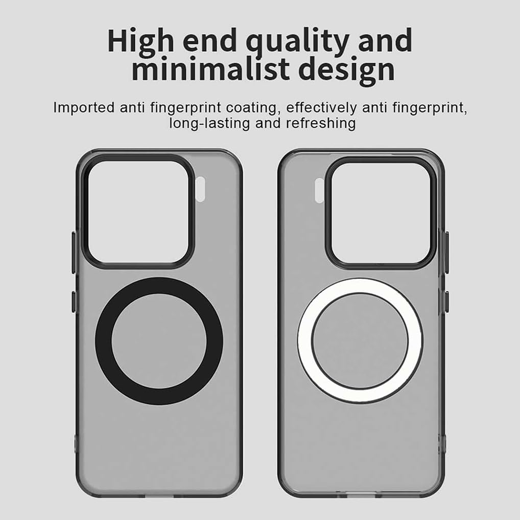 SEAHAI Case for Xiaomi 15 5G with Magnetic Adsorption Function, Ultra Thin Matte Translucent Hard PC Silicone TPU Bumper Protective Case Shockproof Mobile Phone Case, Black - Black image number 6