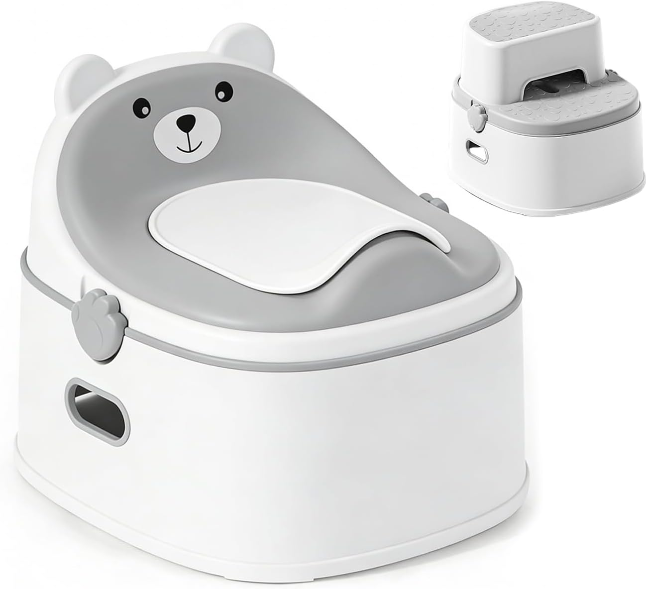 3-In-1 Kids Potty Training Seat, Bear Design Toddler Toilet with Step Stool & Removable Potty Chair, Non-Slip, Splash Guard, Easy to Clean image number 5