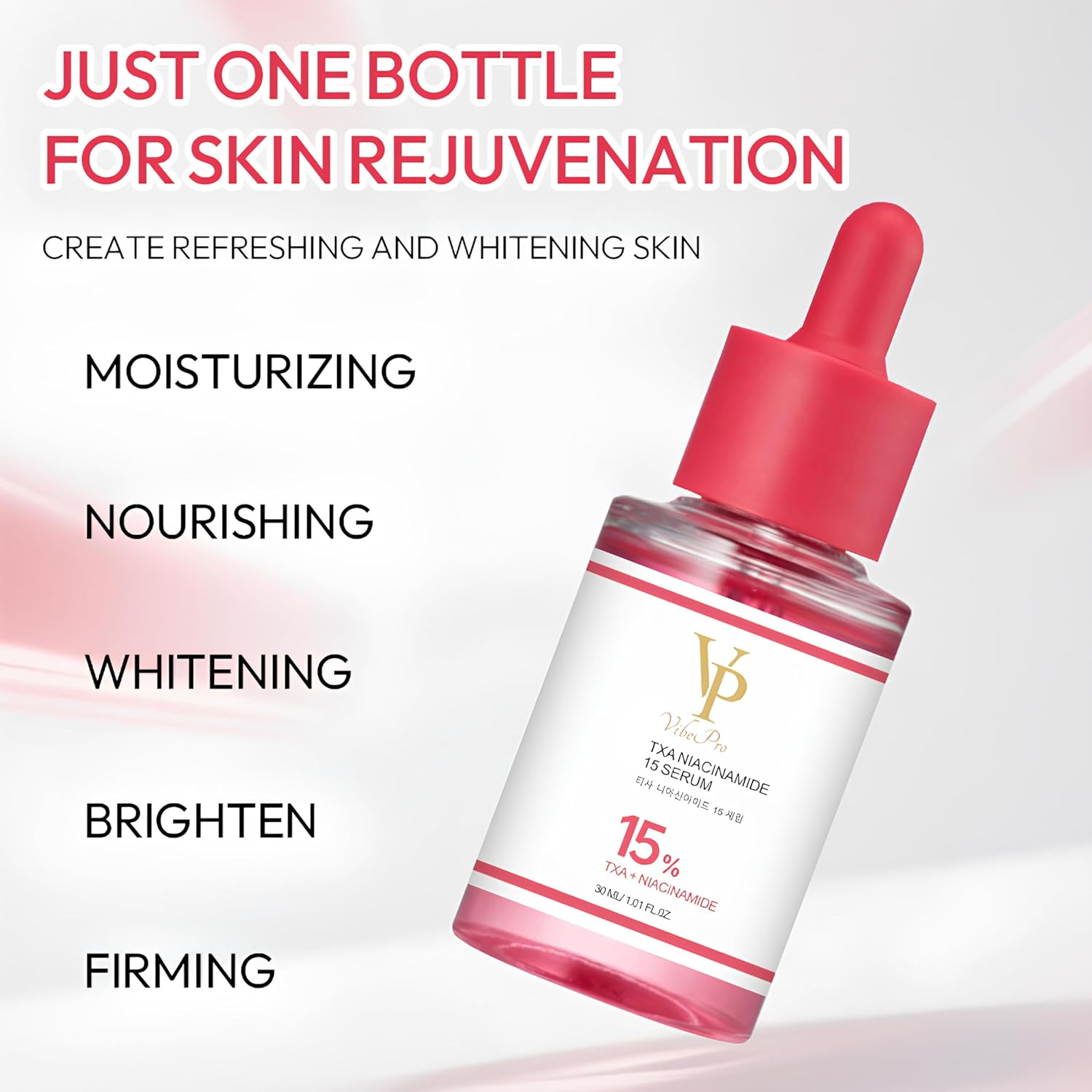 Vibepro TXA Niacinamide 15% Serum, Professional Facial Treatment Serum, Hydrating Formula for Radiance and Even Tone, Anti-Wrinkle Skincare Solution, Korean Skincare, 30Ml - Vibepro image number 6