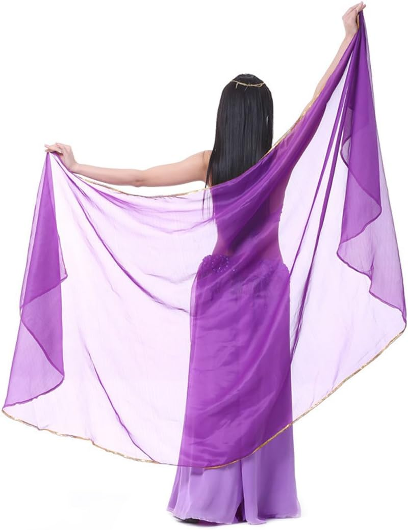 Calcifer 250Cmx120Cm Chiffon Semicircle Belly Dance Scarf Veils Accessories for Women Professional Dancer
