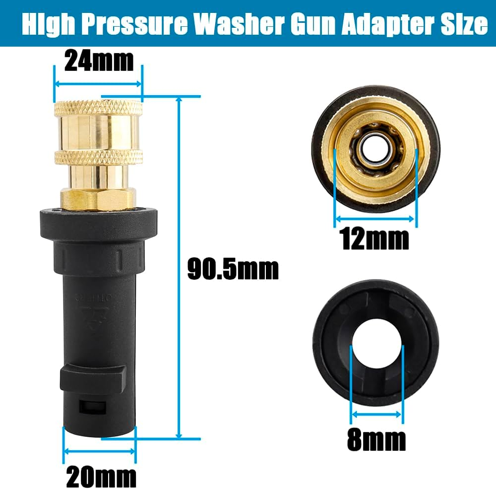 Yakamoz High Pressure Washer Gun Adapter, 1/4'' Quick Connect Pressure Washer Adapter with Brass Female for K Series K2-K7,Foam Gun Parts image number 1