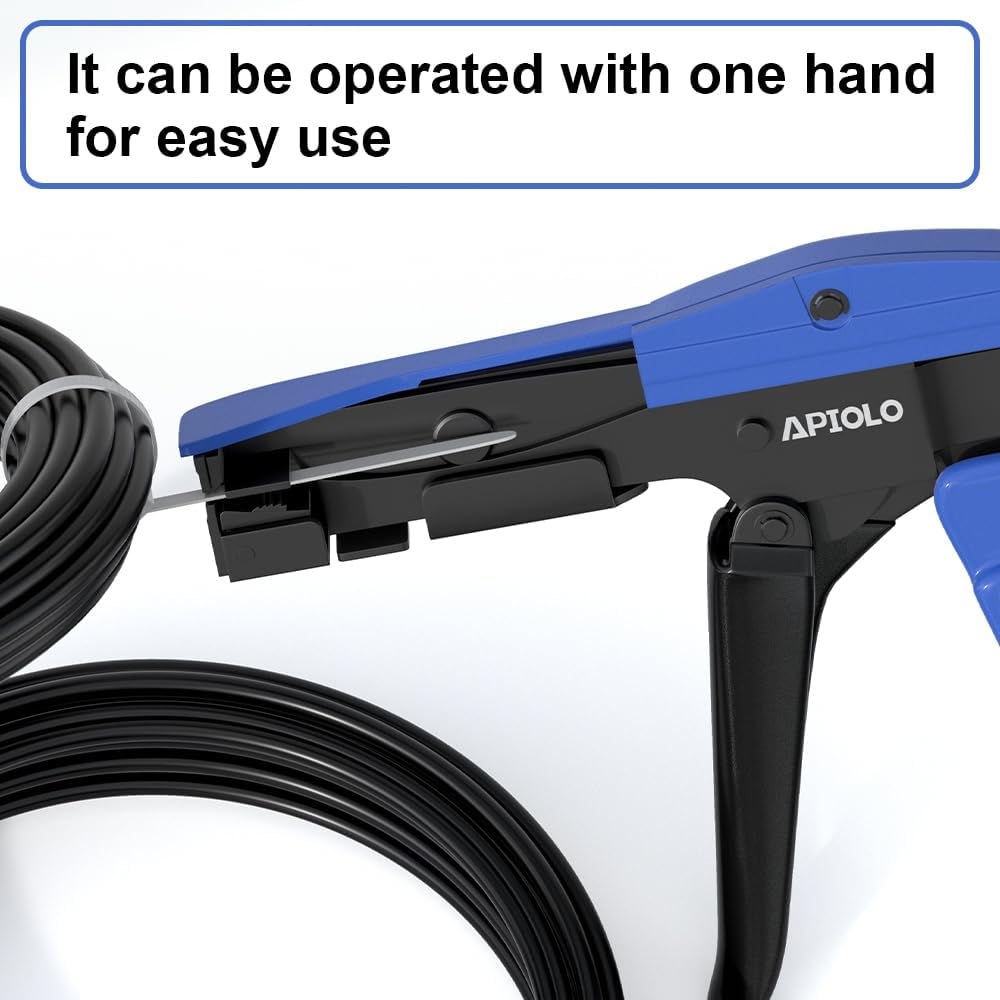 APIOLO Cable Tie Gun, Ergonomic Hand Operated Fastening Zip Tie Gun, Adjustable Tension, Blue, 6.29 Inches Length Fastening Cable Tie Tool - Yellow Black image number 6