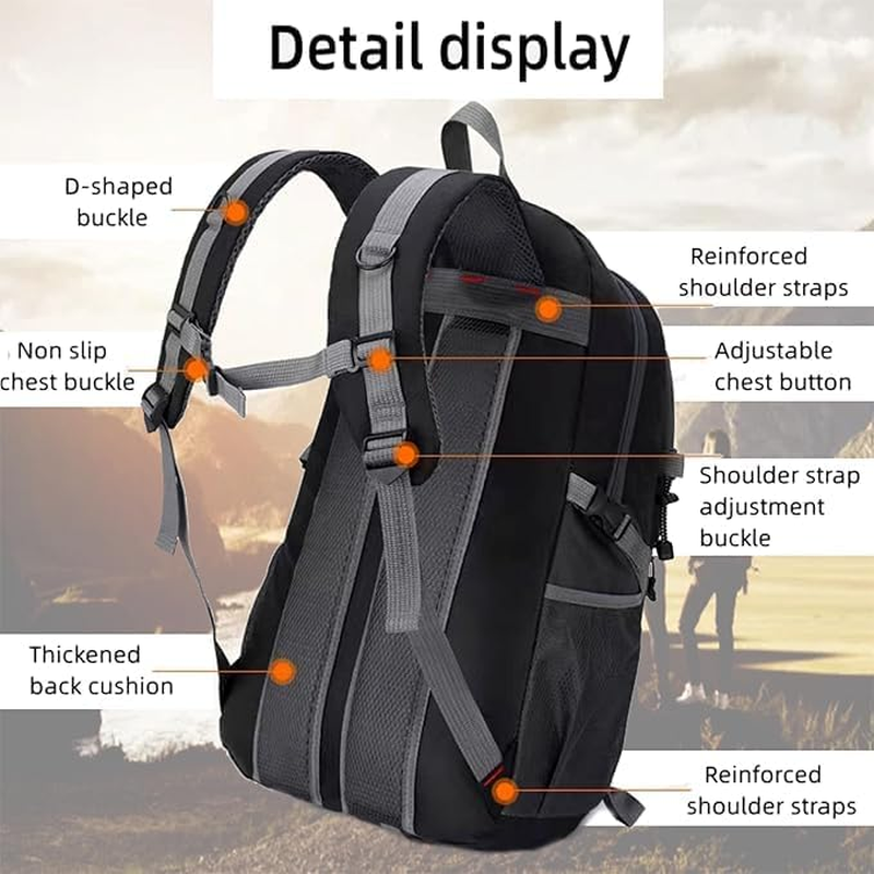 ROSSRORE Foldable Backpack 20L Waterproof Lightweight Pack, Travel Daypack for Men & Women,Hiking Backpack for Travel Camping Cycling 0.46Lb Winter Outdoor Leisure Gear - Blue image number 4