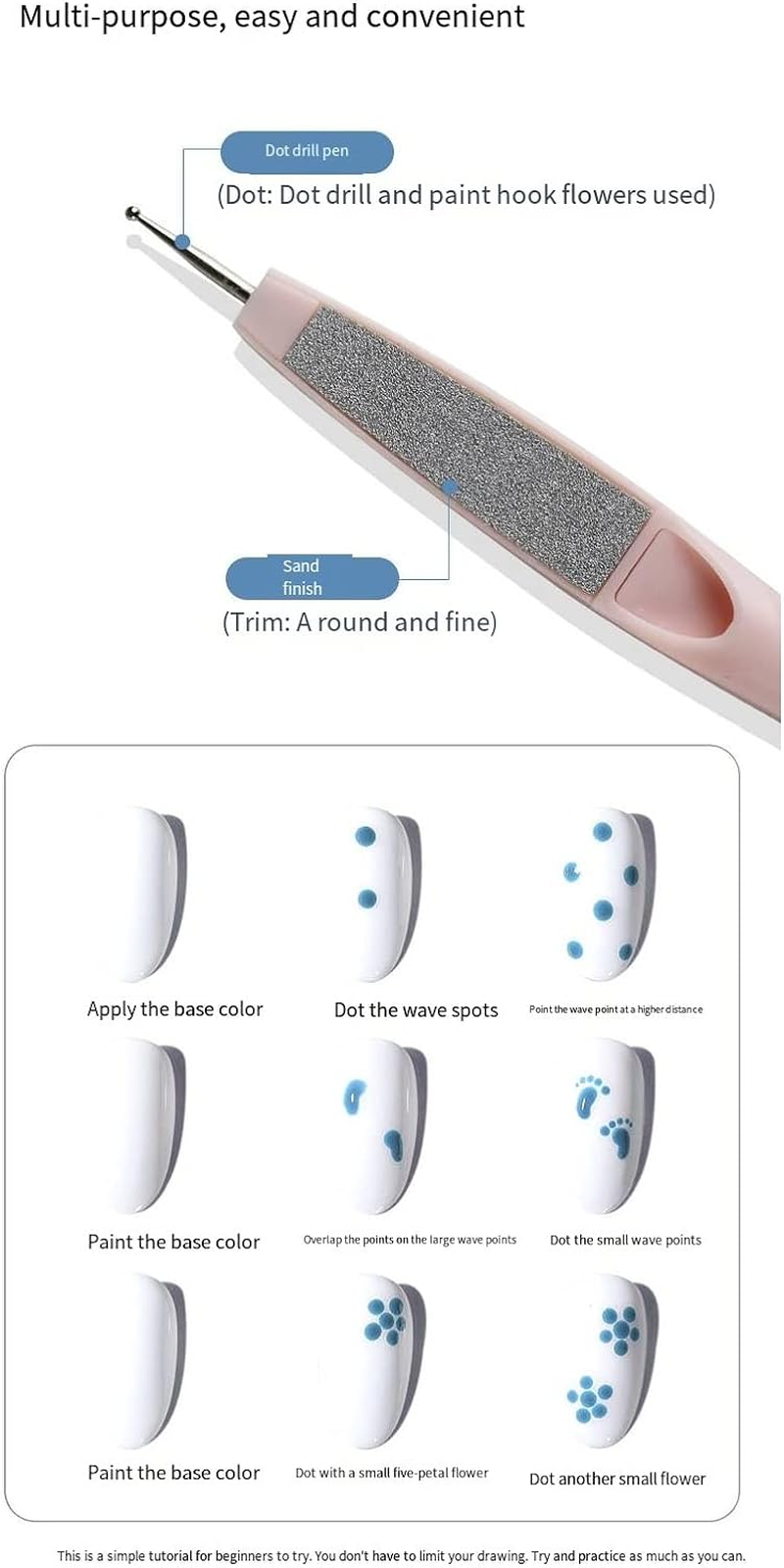 HIGHROCK Multifunctional Cuticle Trimmer Nail Files, Cuticle Pusher Cuticle Knife Remover Dead Skin Nail Art Tools. Professional Finger & Toe Nail Care. image number 1