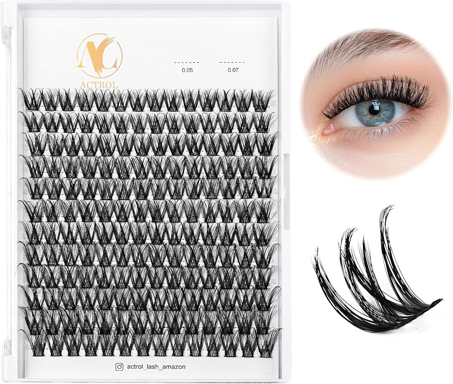 ACTROL Individual Eyelash Lashes Clusters ACT-B 0.07 12-18Mm Mix D Curl - Natural & Bold Volume Lashes, Reusable DIY Lash Extensions for Customized Looks - Hypoallergenic & Cruelty-Free image number 4