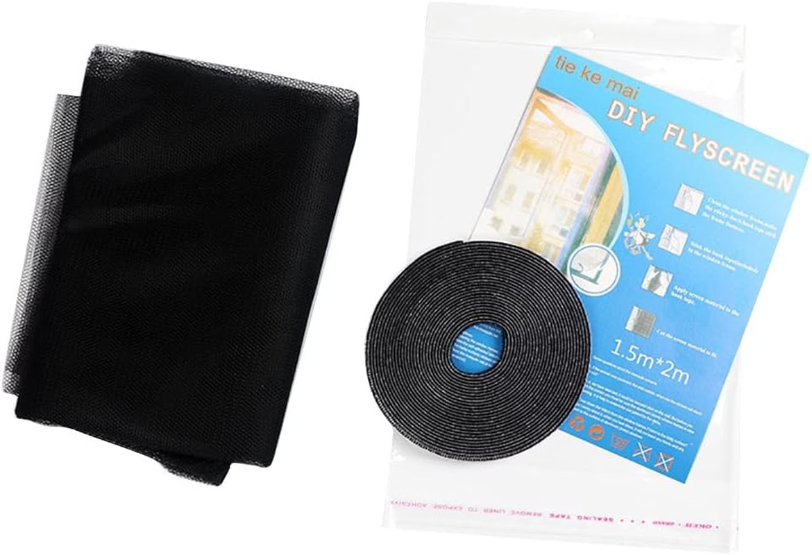 2X Insect Fly Mosquito Cover Screen Window Netting Mesh Kit Wasp Net Curtain Bug Black -1.3M X1.5M