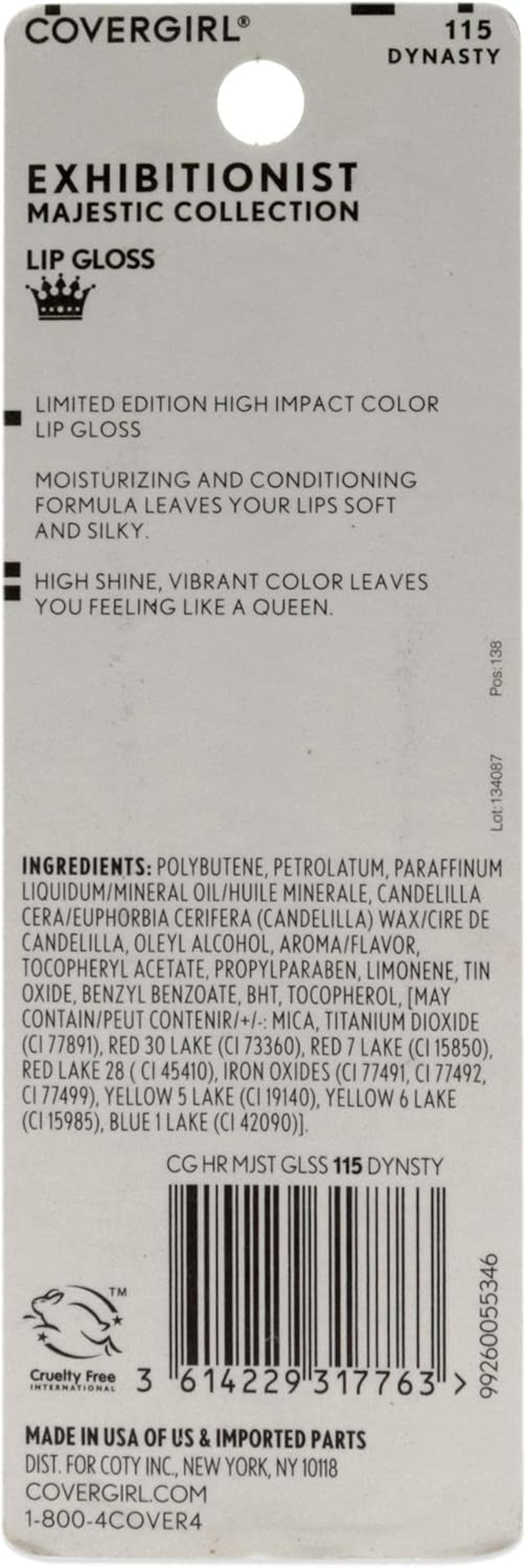 Covergirl Exhibitionist Majesty Lip Gloss - Dynasty for Women 0.12 Oz Lip Gloss