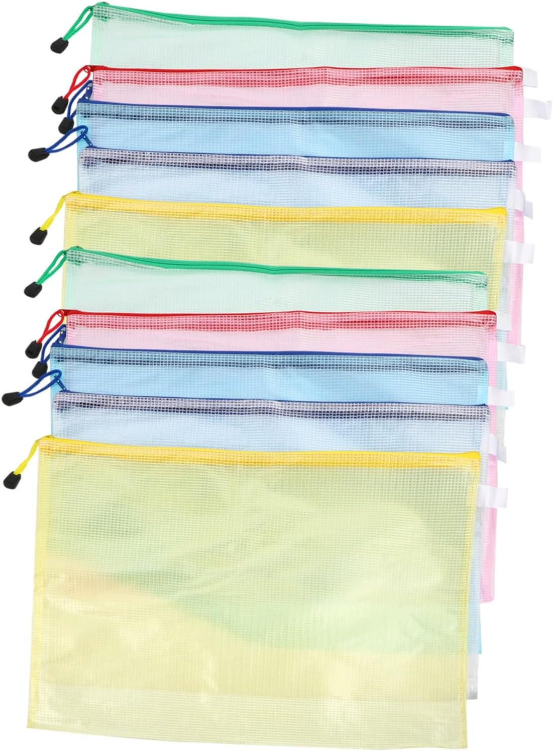 SHOWERORO 10Pcs Document Pouch Mesh File Bag Zipper Pouch Mesh Bags Zipper Random Color image number 3