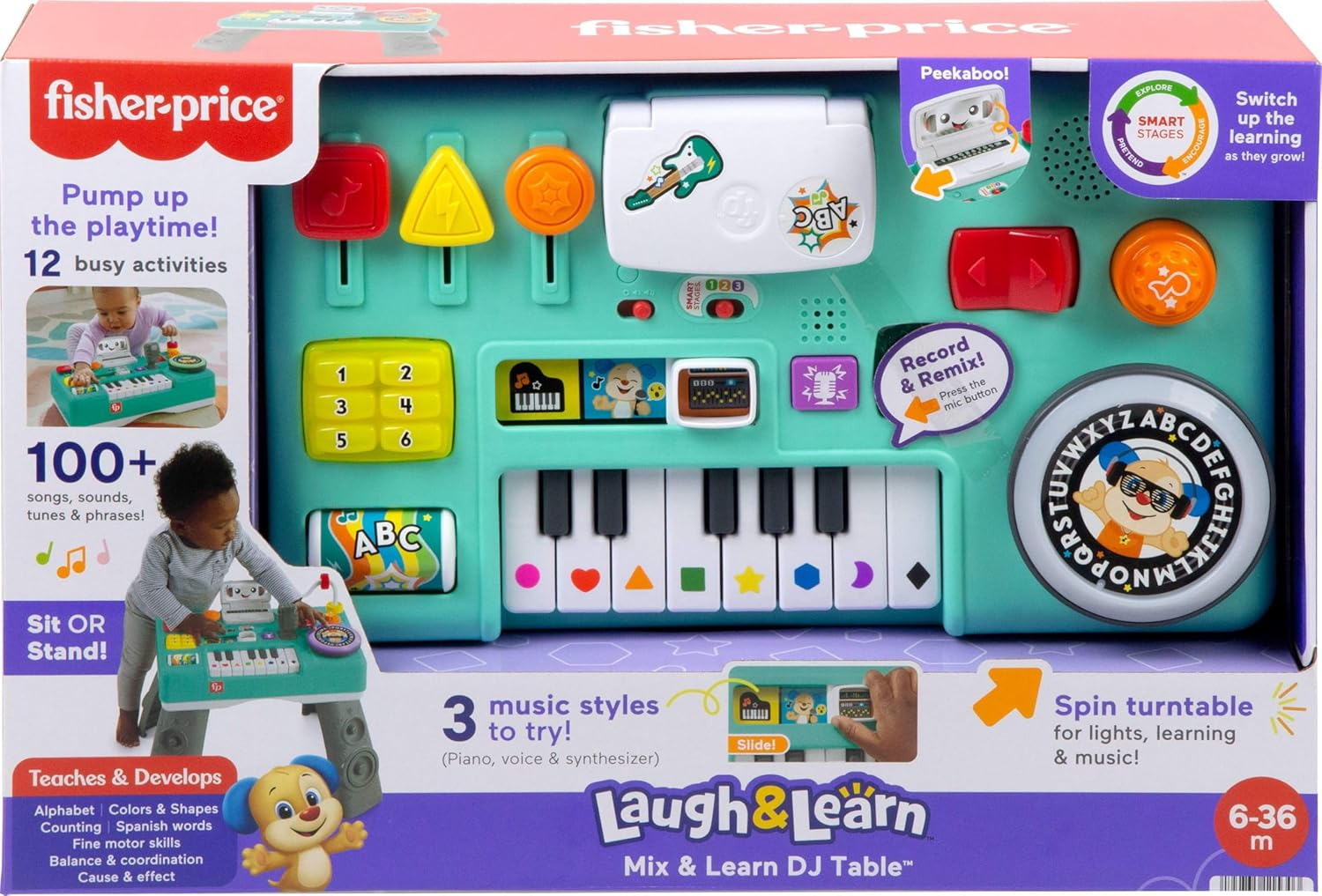 Fisher-Price Learning Fun DJ Game Table - Musical Learning Toy with 3 Piano Play Modes, Lights, Version English Reduced Packaging, HTK83 image number 1