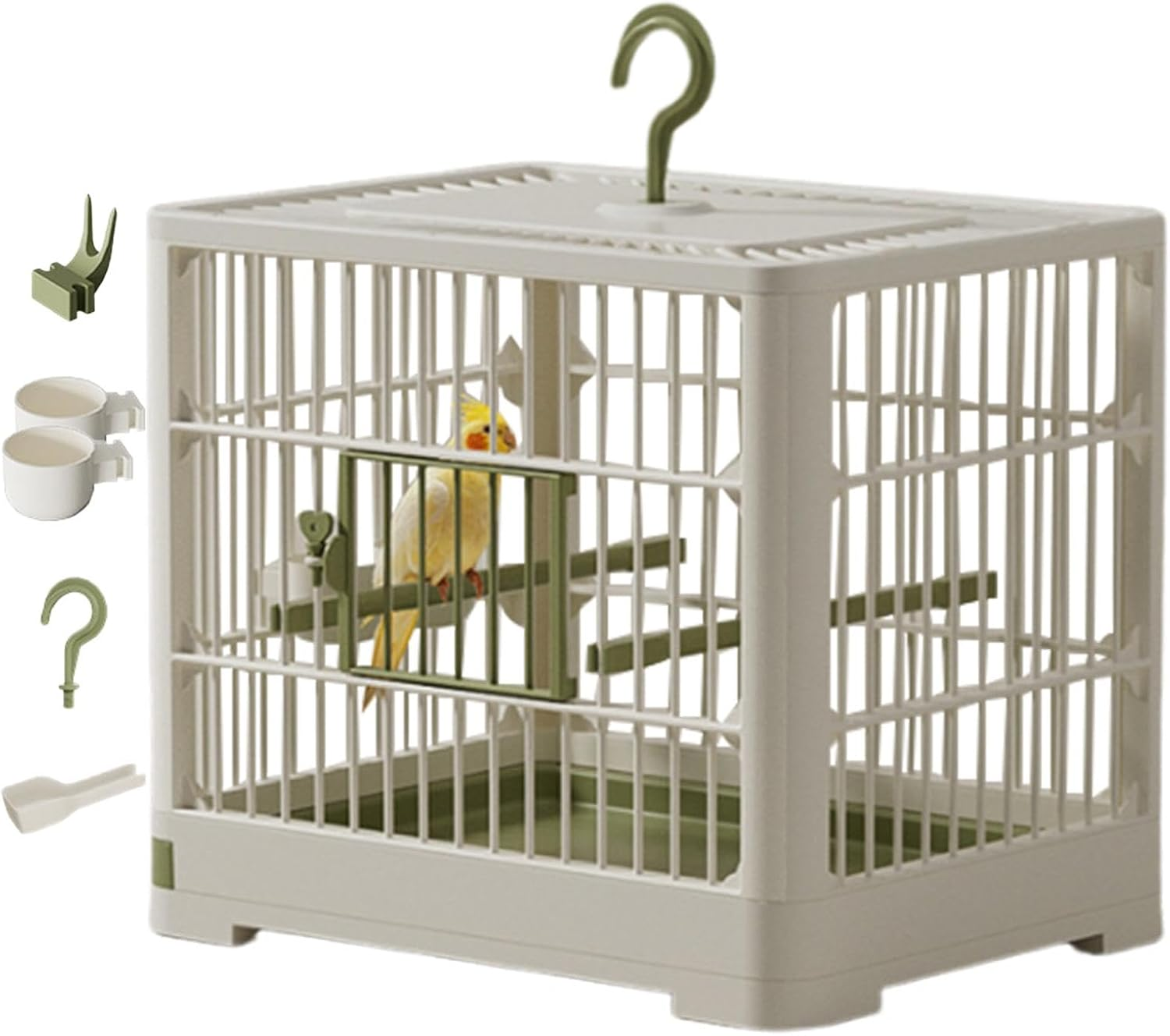 Bird Carrier - Portable Bird Carrier Cage | Weekend Budgie Canary Finch Clear Parrot Travel Cage Ornamental Cage with Dish Hook Handle image number 2
