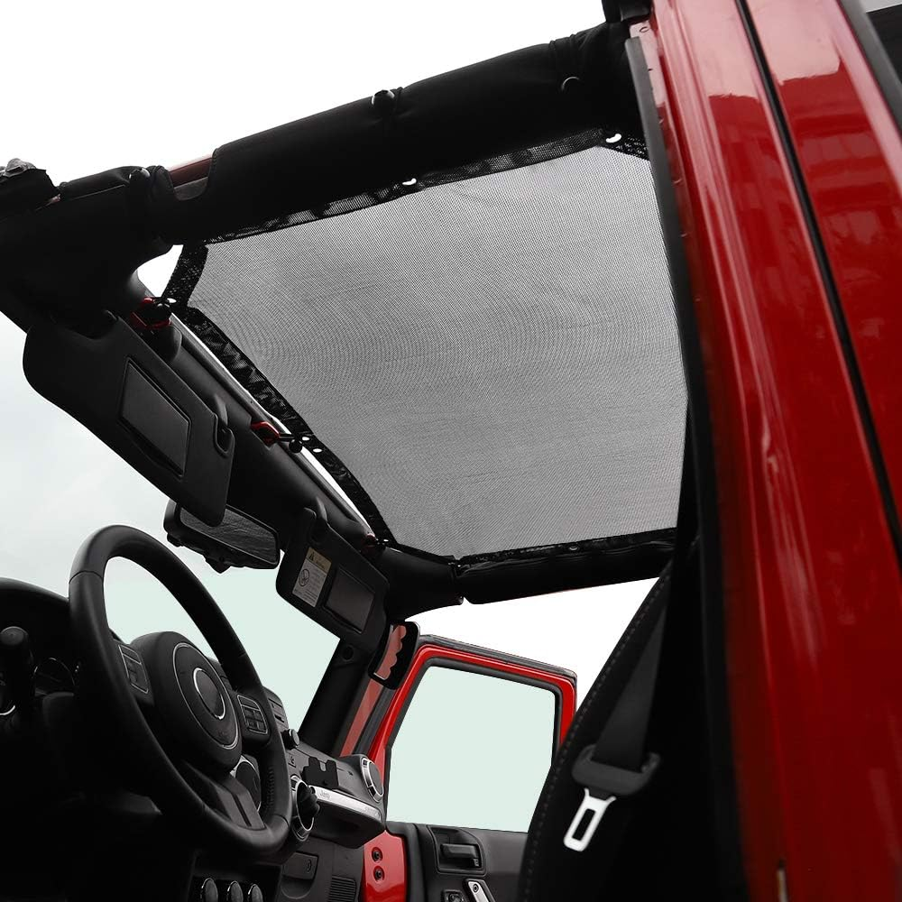 Voodonala for Jeep JK Sunshade Mesh Sun Shade Bikini Top for 2007-2018 Jeep Wrangler JK JKU 2 Door & 4 Door, Plain Black image number 2