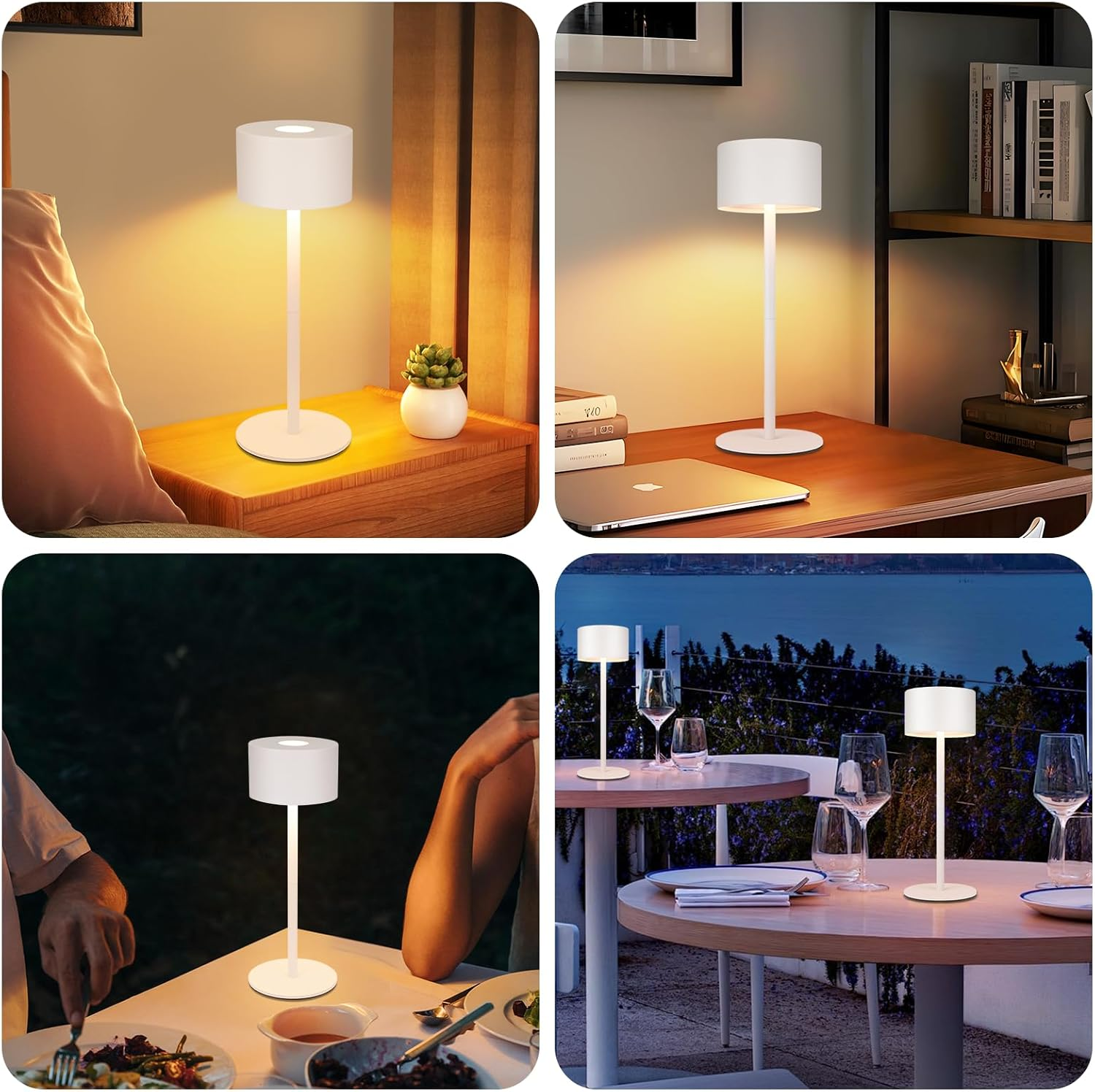 Homefire LED Table Lamp Wireless 2: Touch Dimmable Table Lamp with 3 Colour Temperatures Height Adjustable USB Rechargeable Battery Portable Waterproof Table Lamp for Indoor Outdoor Dining Room image number 1