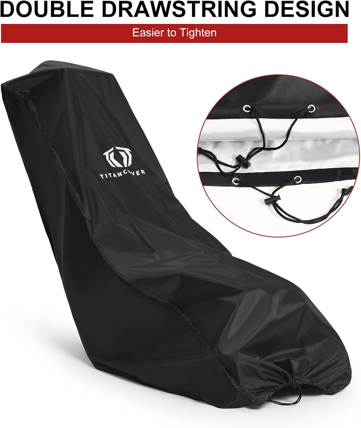 Titancovers Lawn Mower Cover with PA Coating & Double Drawstring & Storage Bag, Heavy Duty 600D Polyester Oxford Push Mower Cover, Waterproof Lawnmower Covers for Outdoor image number 4