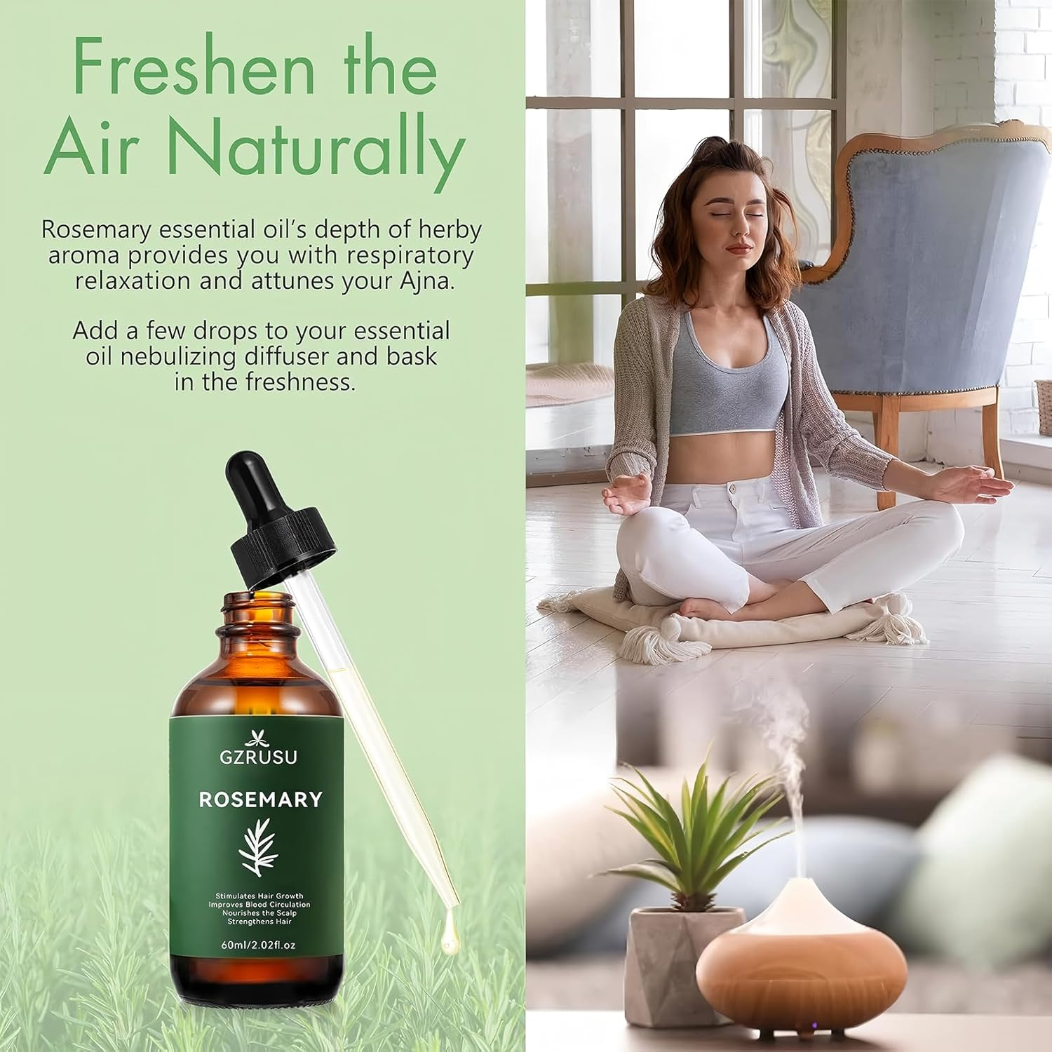 Rosemary Oil for Hair Growth 60Ml, 100% Pure Natural & Organic, Hair Strengthening Treatment | Nourishing & Volumizing for Repair Dry Damaged Hair image number 4