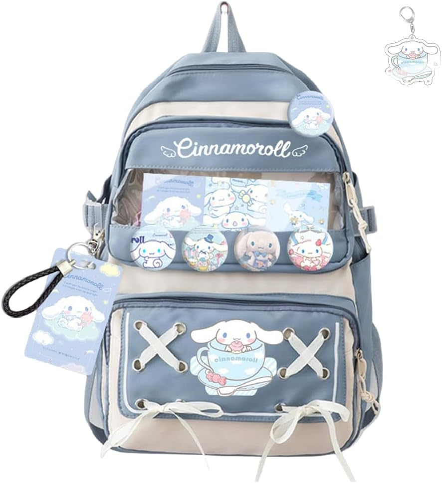 GDFENDU Kawaii Backpack with Keychain,17In 3D Printed Casual Sports Bag Outdoor Youth High Capacity Schoolbag.