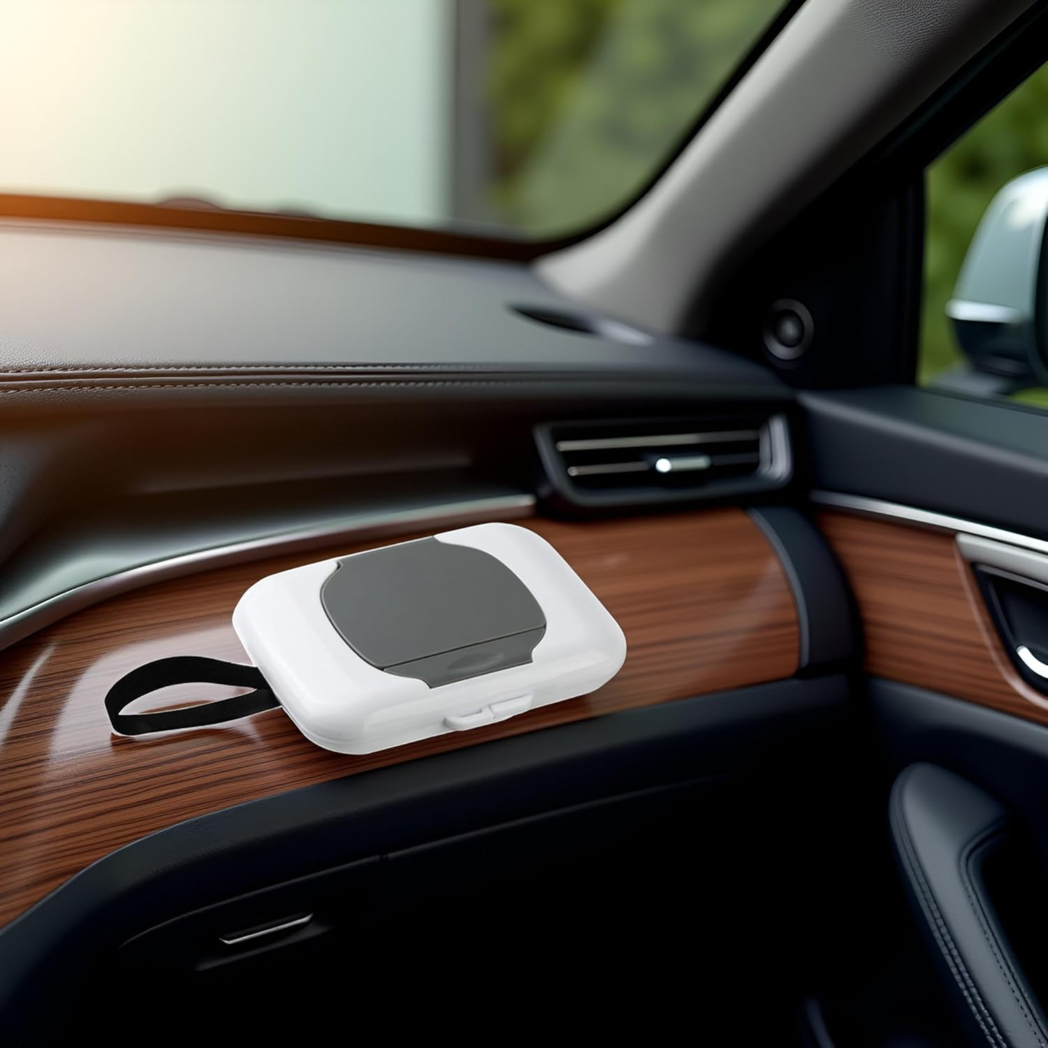 Gray Travel Wipe Holder Reusable Wet Wipe Container Box Strollers Hanging Dispensers Refillable Wipe Case Safe Wet Storage Wipe Holders Wipes and Holders image number 4