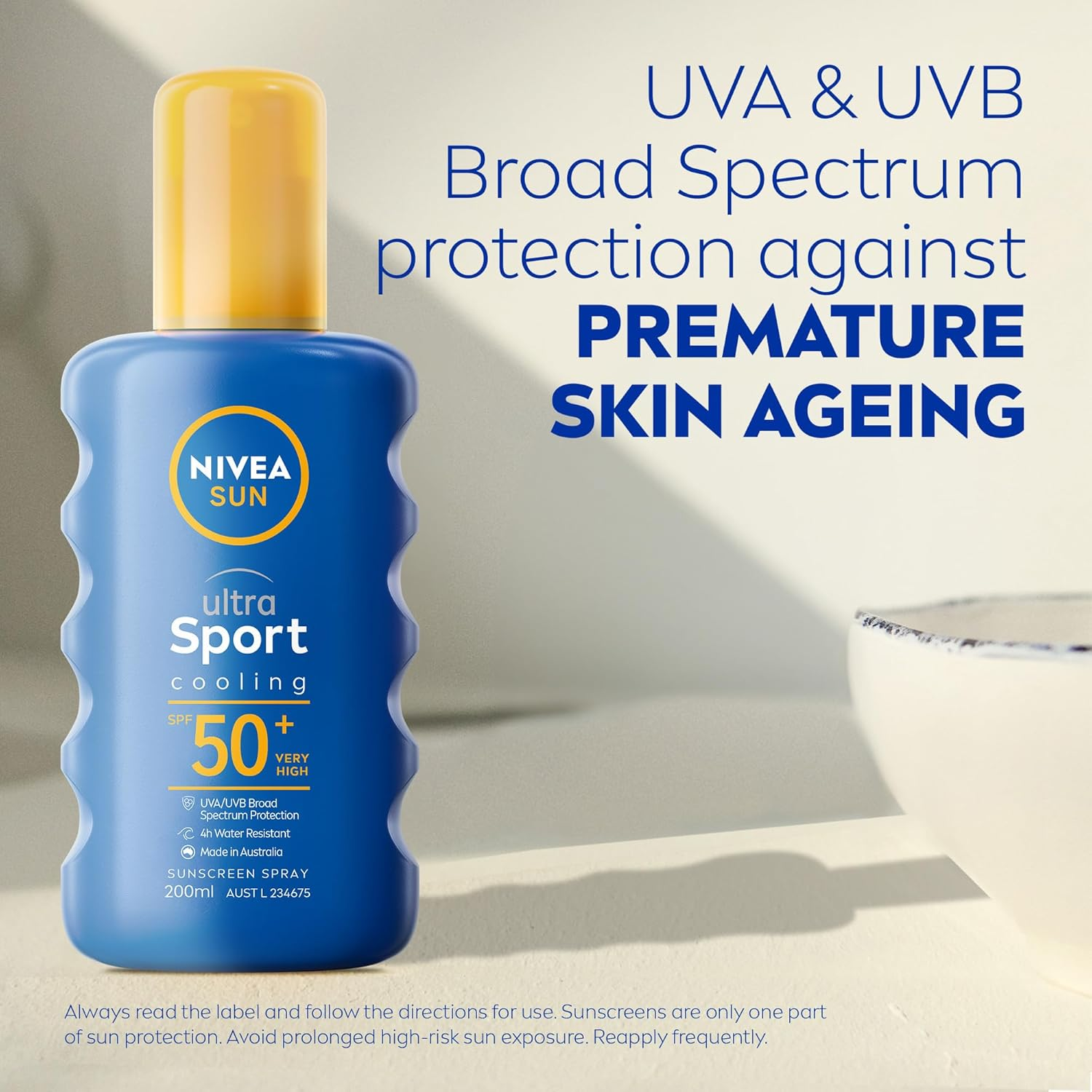 NIVEA SUN Ultra Sport Cooling Sunscreen Spray 200Ml | Water & Sweat Resistant | Fast Absorbing | SPF 50+ image number 5