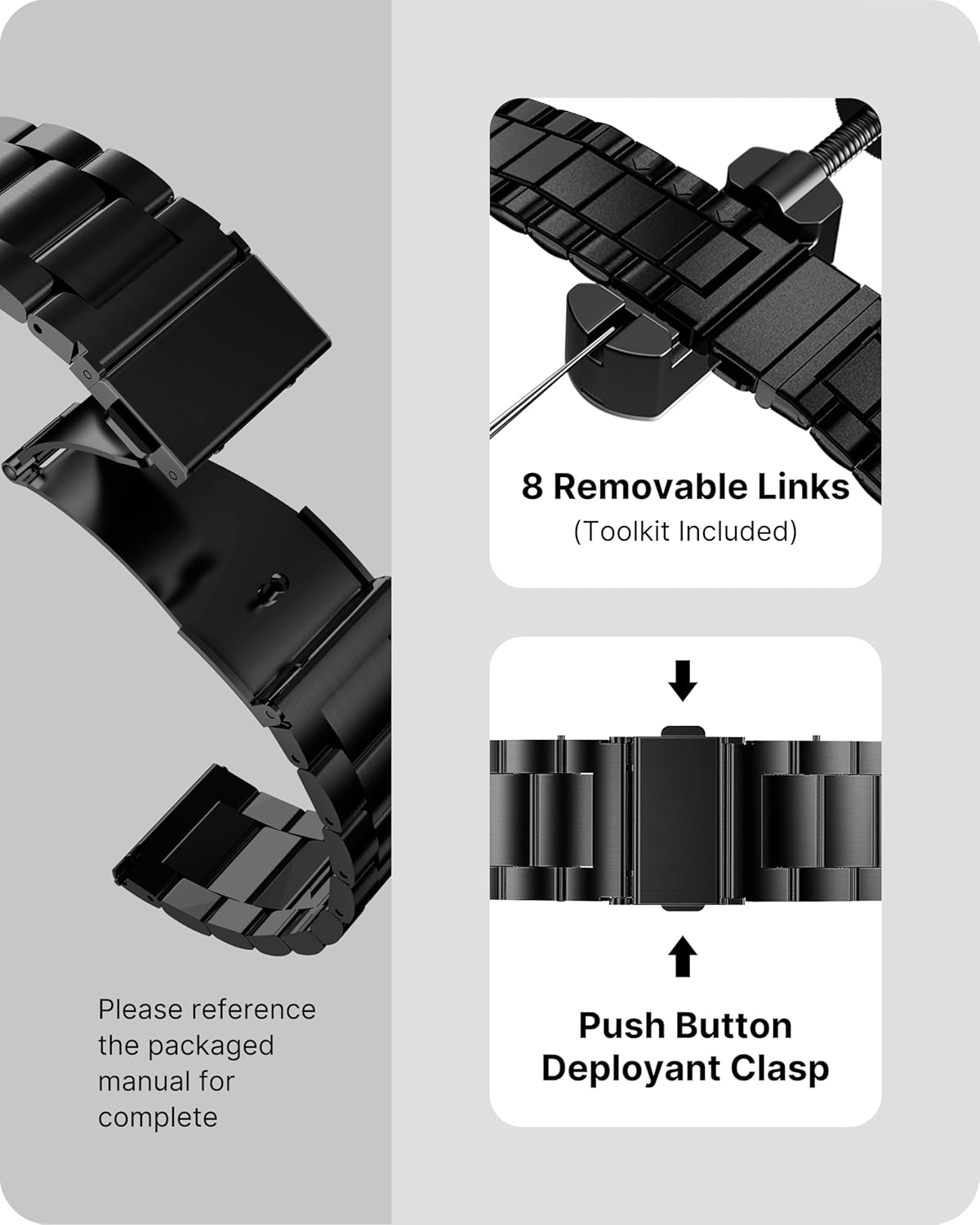 Fullmosa Quick Release Watch Strap, Stainless Steel Watch Band 16Mm, 18Mm, 20Mm, 22Mm or 24Mm image number 3