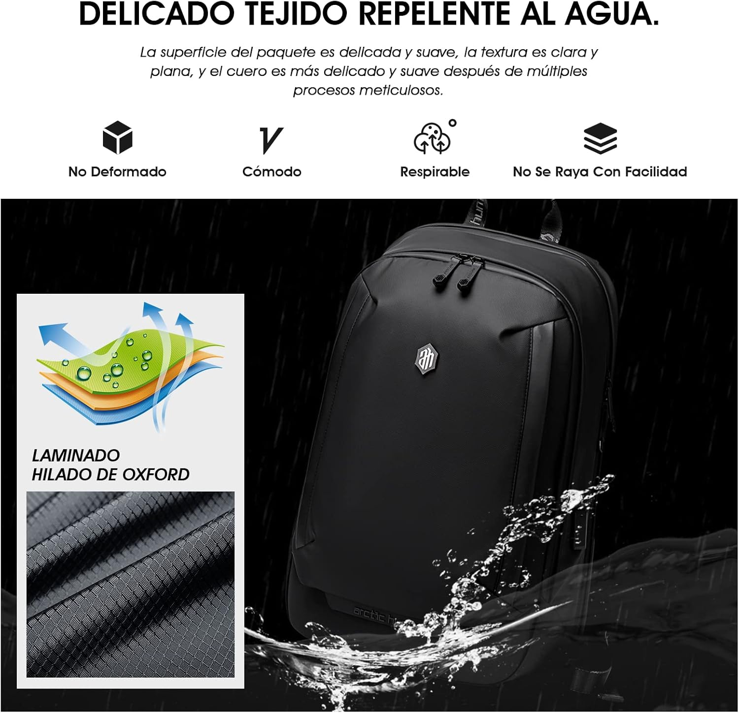 ARCTIC HUNTER Laptop Backpack for Men 15.6", Waterproof Travel Bag with USB Charging Port, Work & School Backpack with Multiple Compartments, Padded Back, for Business, Outdoor & Commute &ndash; B00443 image number 2