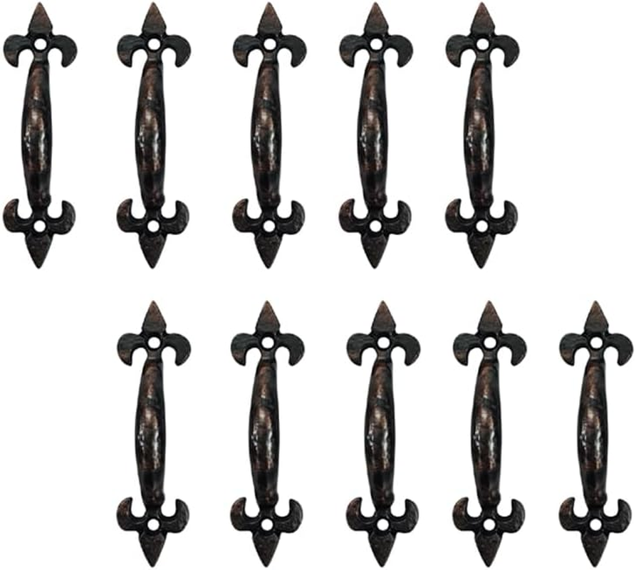 Adonai Hardware Nethaniah Antique Cast Iron Cabinet Pull Handles (6.1" X 2 Pack, Matte Black) for Vintage Wooden Barn Doors, Gates, Closets, Furniture, Drawers, Cupboards, Wardrobes and Sheds