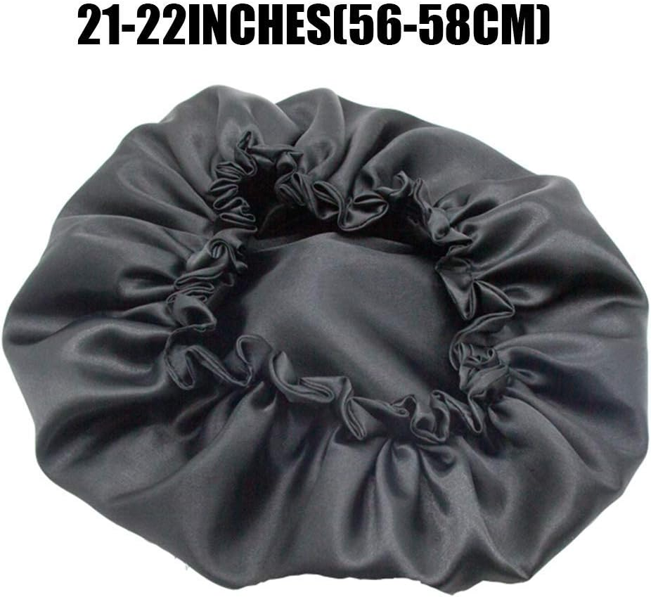 Dehman Handmade Fully Reversible Luxuries Pure Satin Hair Bonnet Satin Sleep Cap Safe for All Hair Types - Most Beneficial Hair Care Product Available 2020 (BLACK)