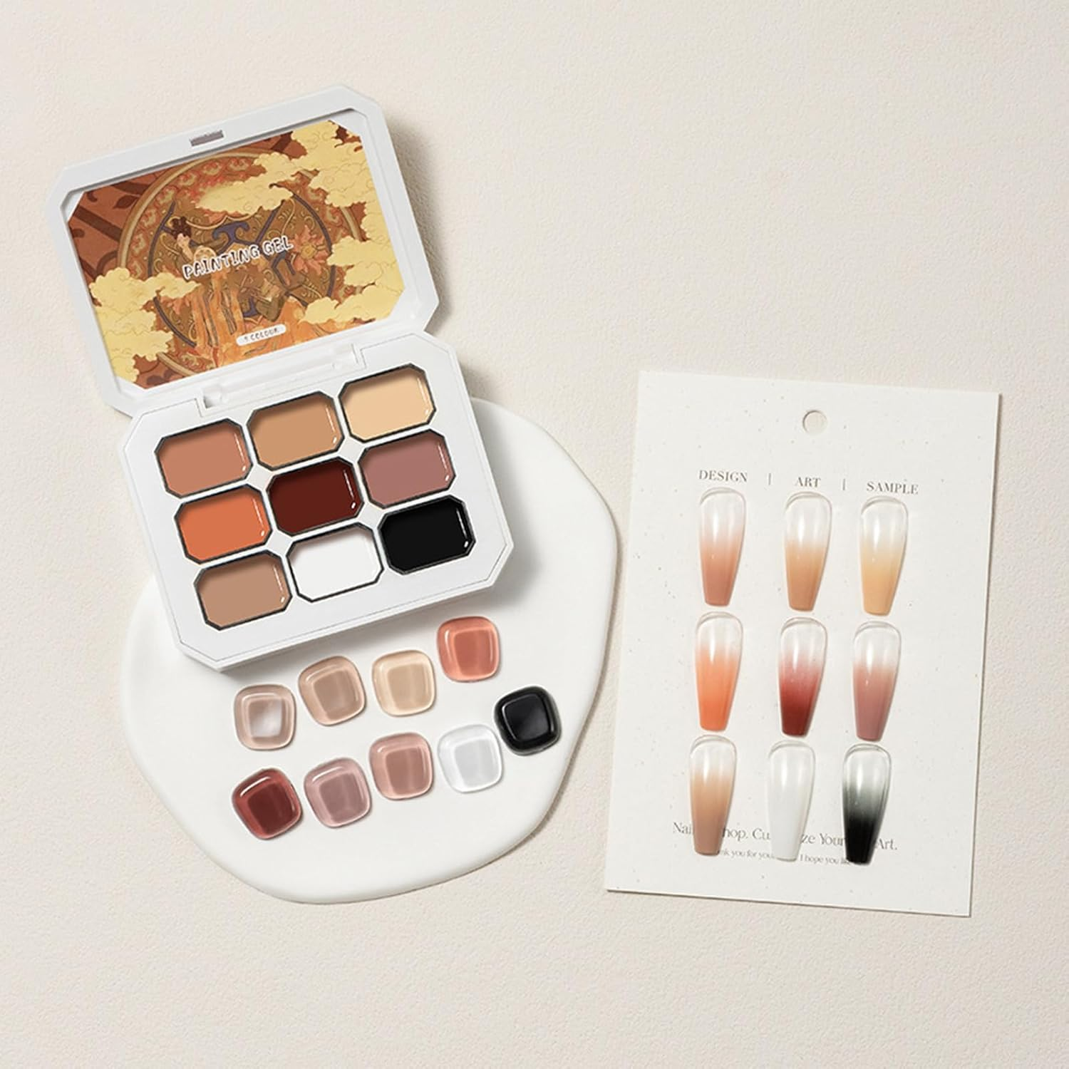 Solid Nail Gel - 9 Colors Cream Nail Polish Palette Set | Professional High-Shine Manicure Tool, Quick-Dry Long-Lasting Beauty Supplies for Women Girls Daily Use image number 2