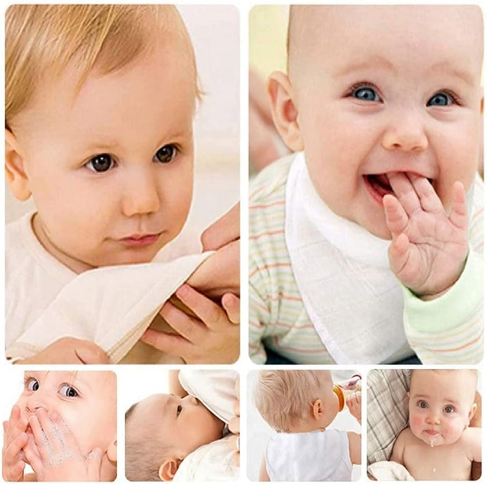 10 Pieces Muslin Face Cloths, 11.8 X 11.8 Inch Reusable Facial Muslin Cleaning Cloth Makeup Remover Cloths Toddler Towels Muslin Cloths for Baby Bath Wrapping image number 1